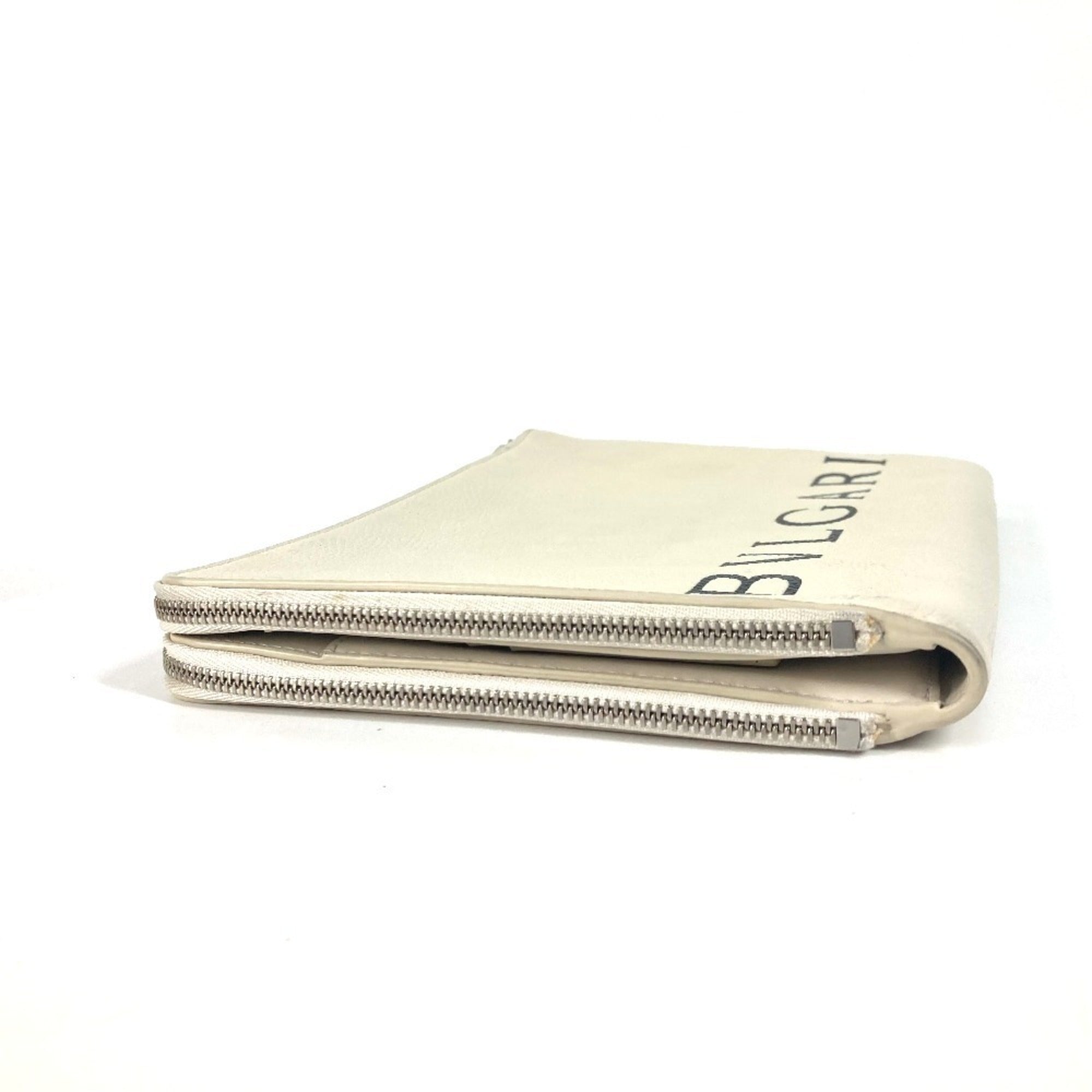 Bvlgari Black White Leather Clutch Bag Pouch (Pre-Owned)