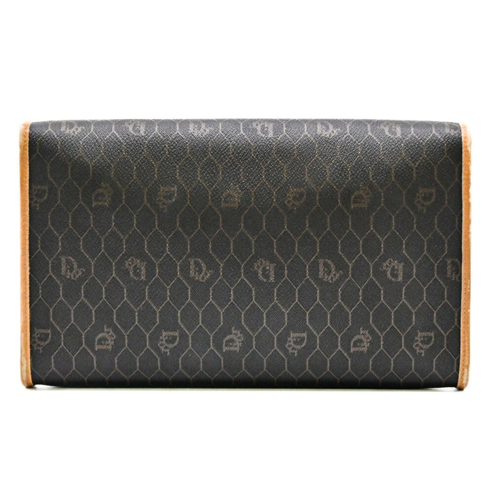 Christian Dior Dark Brown Light Brown Leather Shoulder Bag (Pre-Owned)