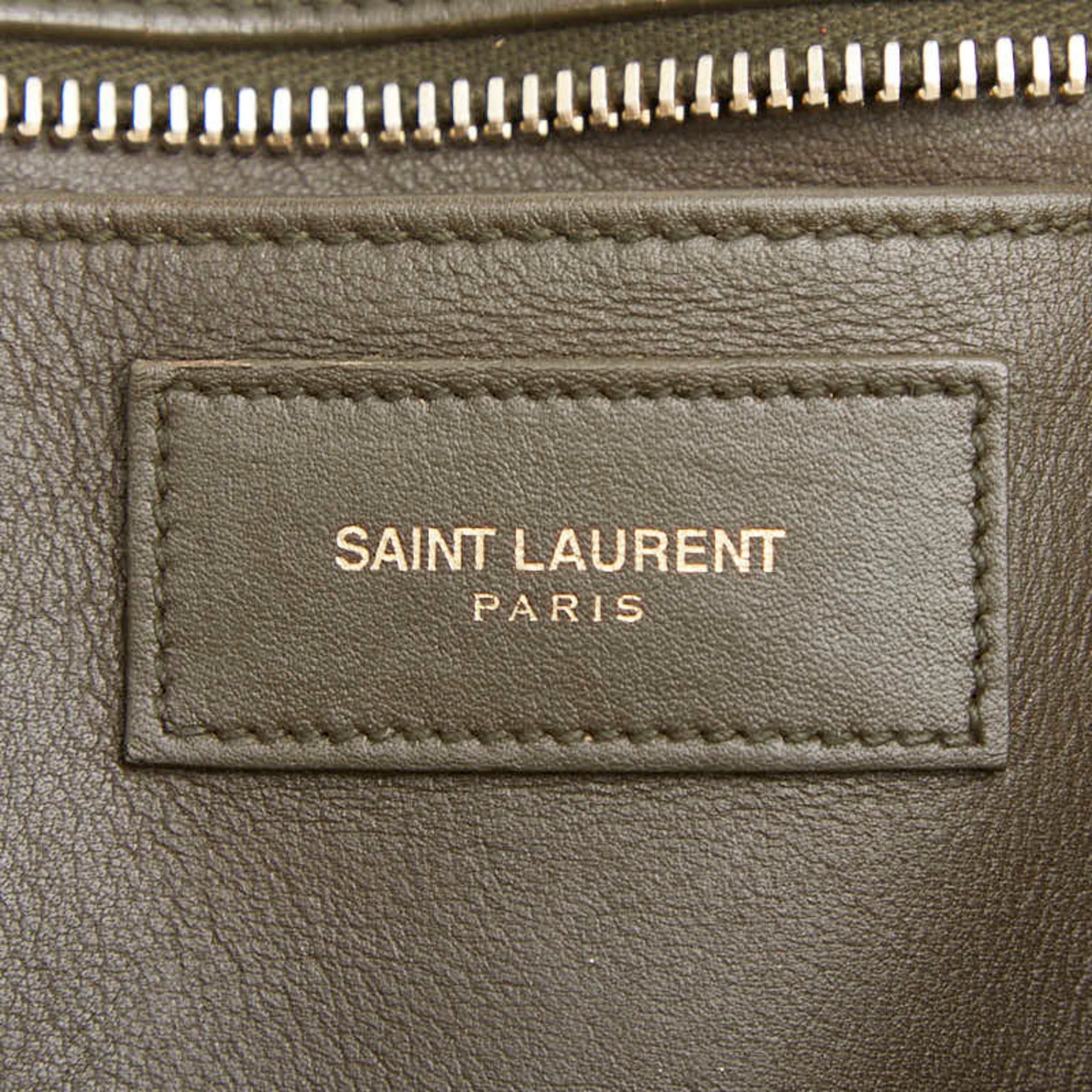 Saint Laurent Green Khaki Leather Handbag Shoulder Bag (Pre-Owned)