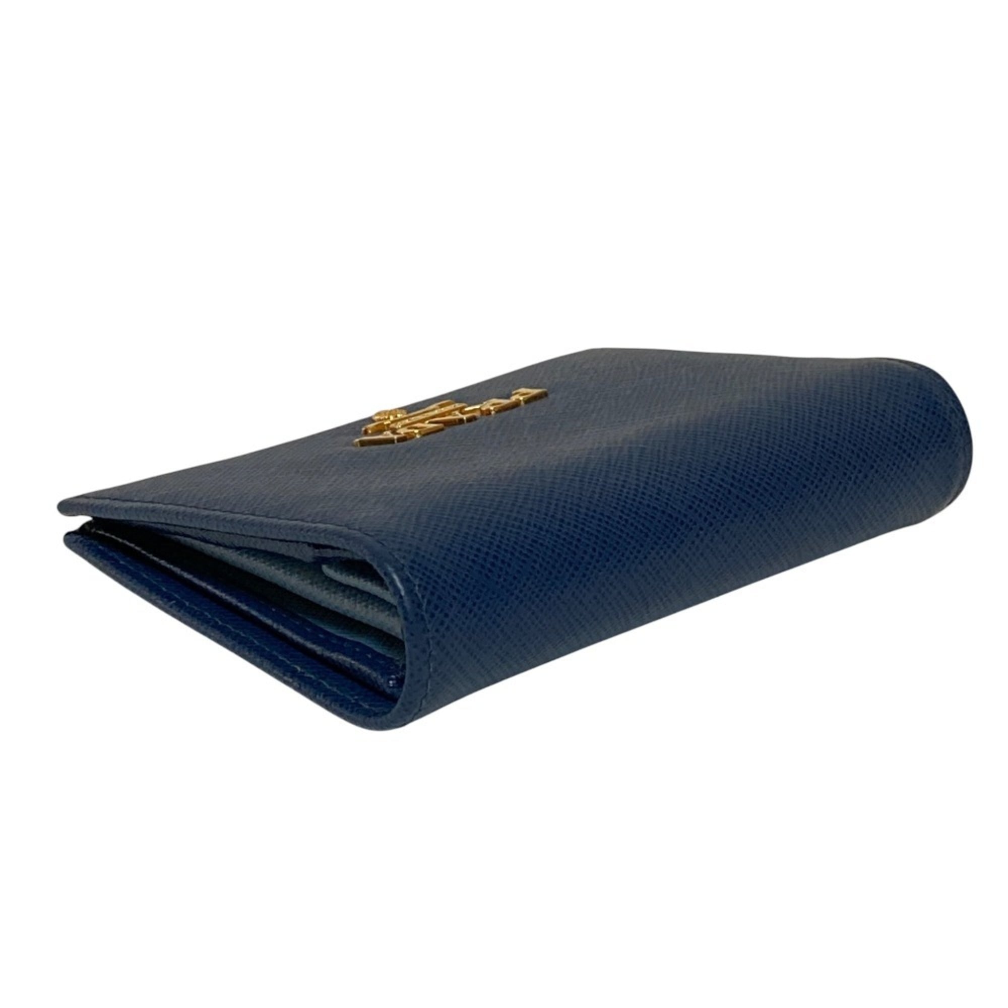 Prada Blue Leather Wallet (Bi-Fold) (Pre-Owned)