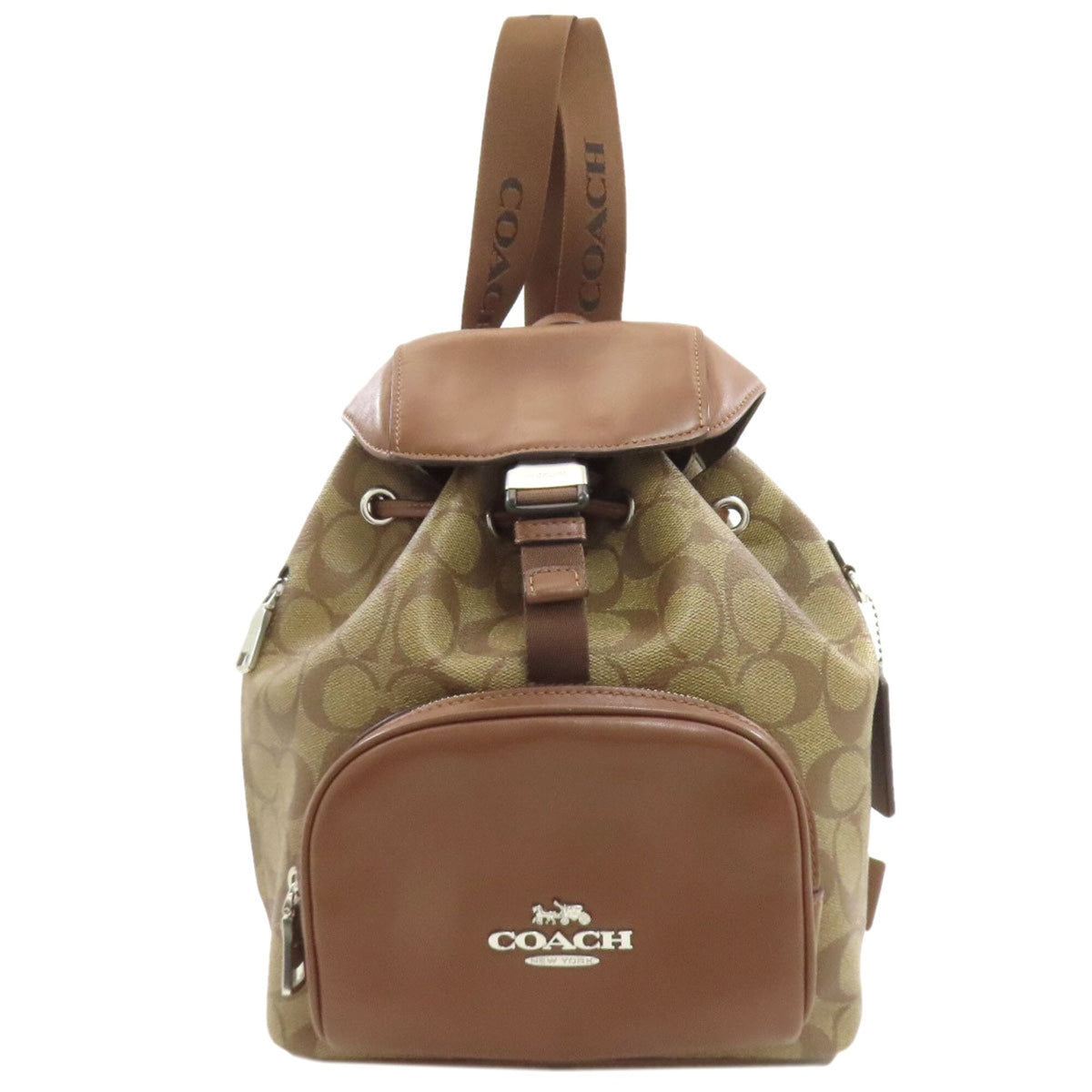 Coach Signature Brown Pvc Leather Backpack (Pre-Owned)