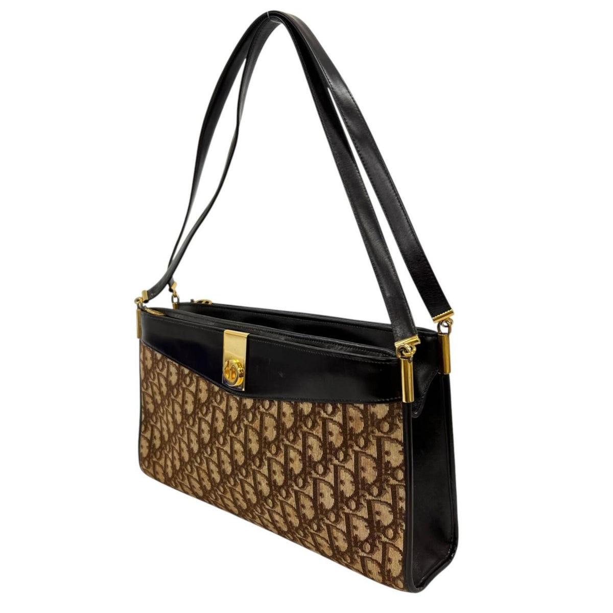 Christian Dior Brown Canvas Leather Shoulder Bag (Pre-Owned)