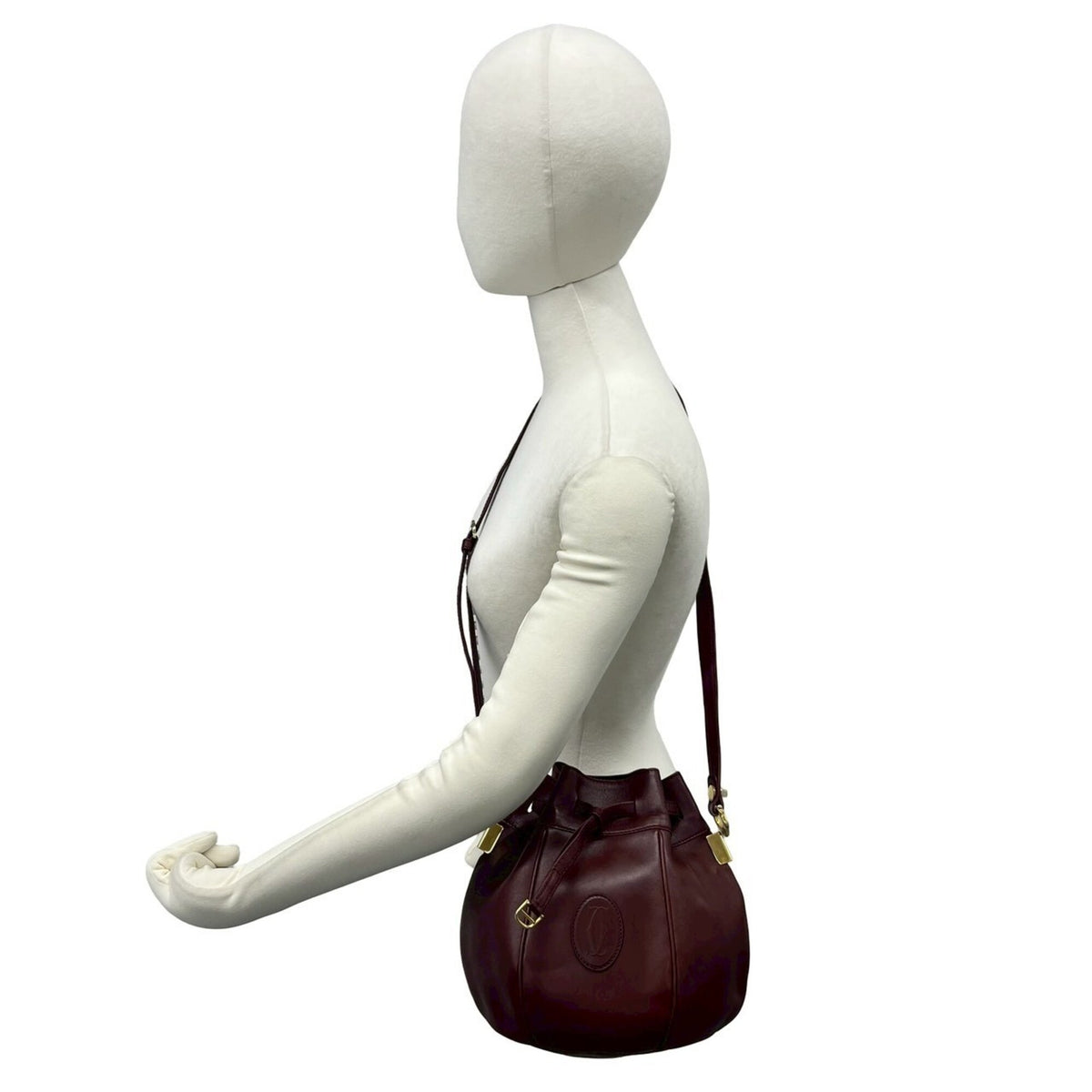 Cartier Wine Red Leather Pochette Shoulder Bag (Pre-Owned)
