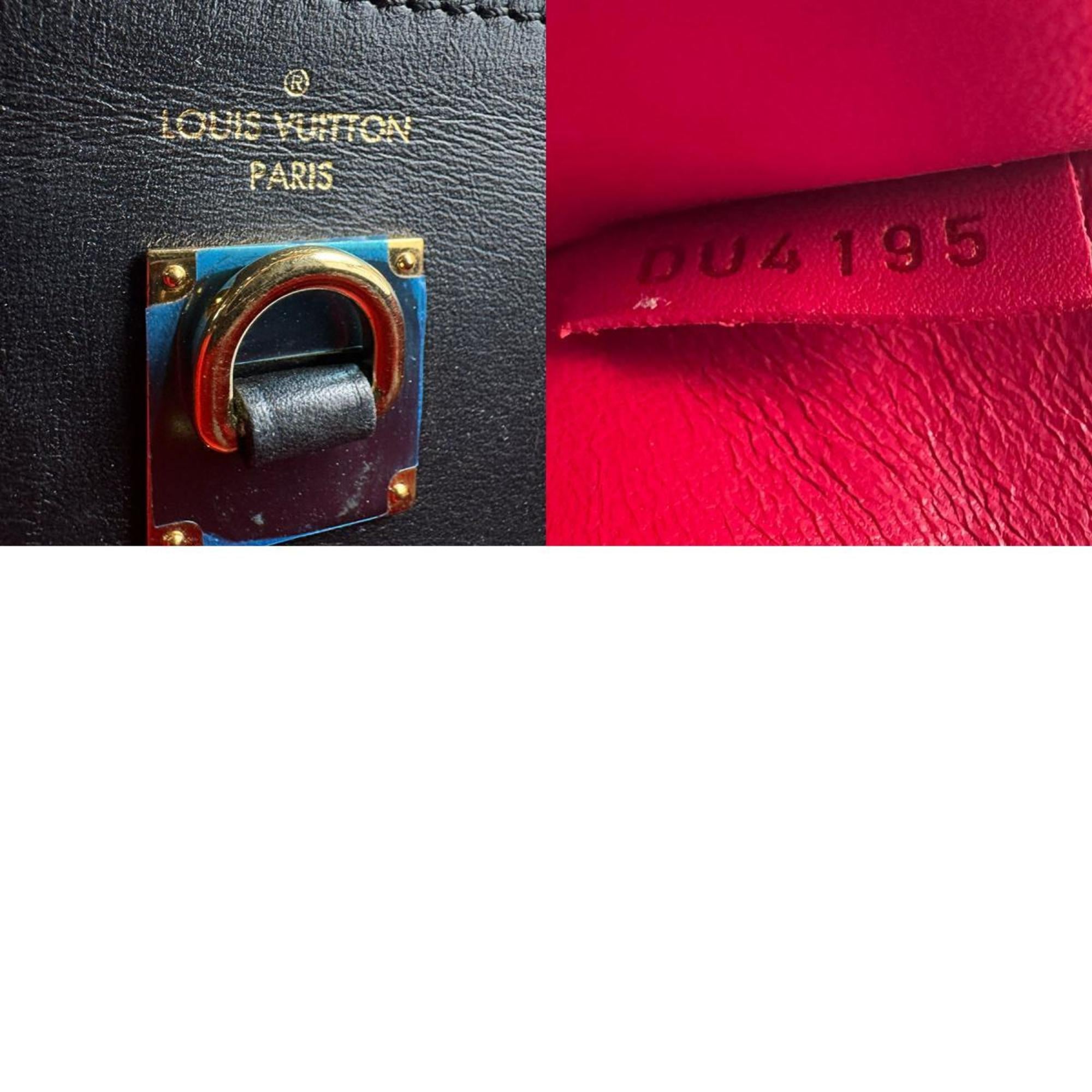 Louis Vuitton Beige Black Red Color Leather Handbag Shoulder Bag (Pre-Owned)