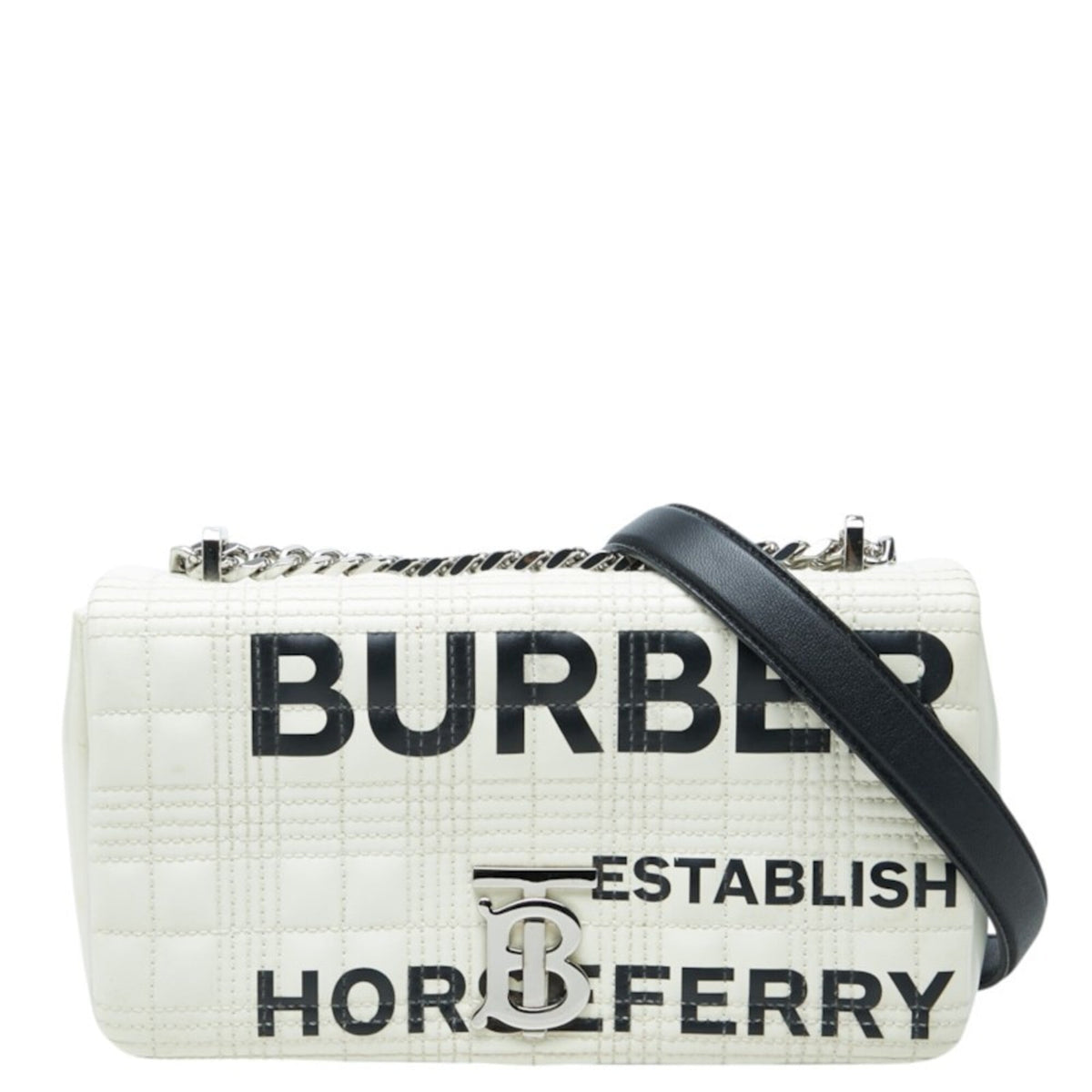 Burberry Black White Leather Shoulder Bag (Pre-Owned)
