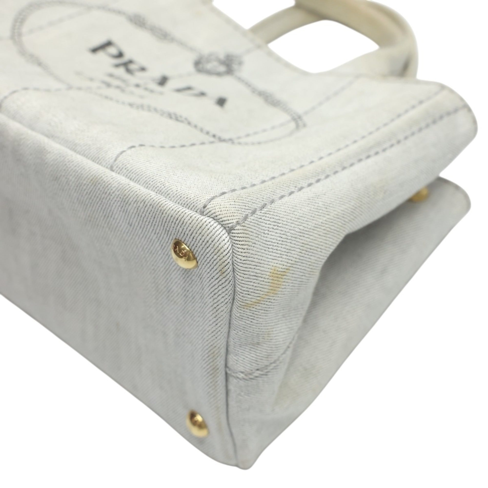 Prada White Canvas Tote Bag (Pre-Owned)