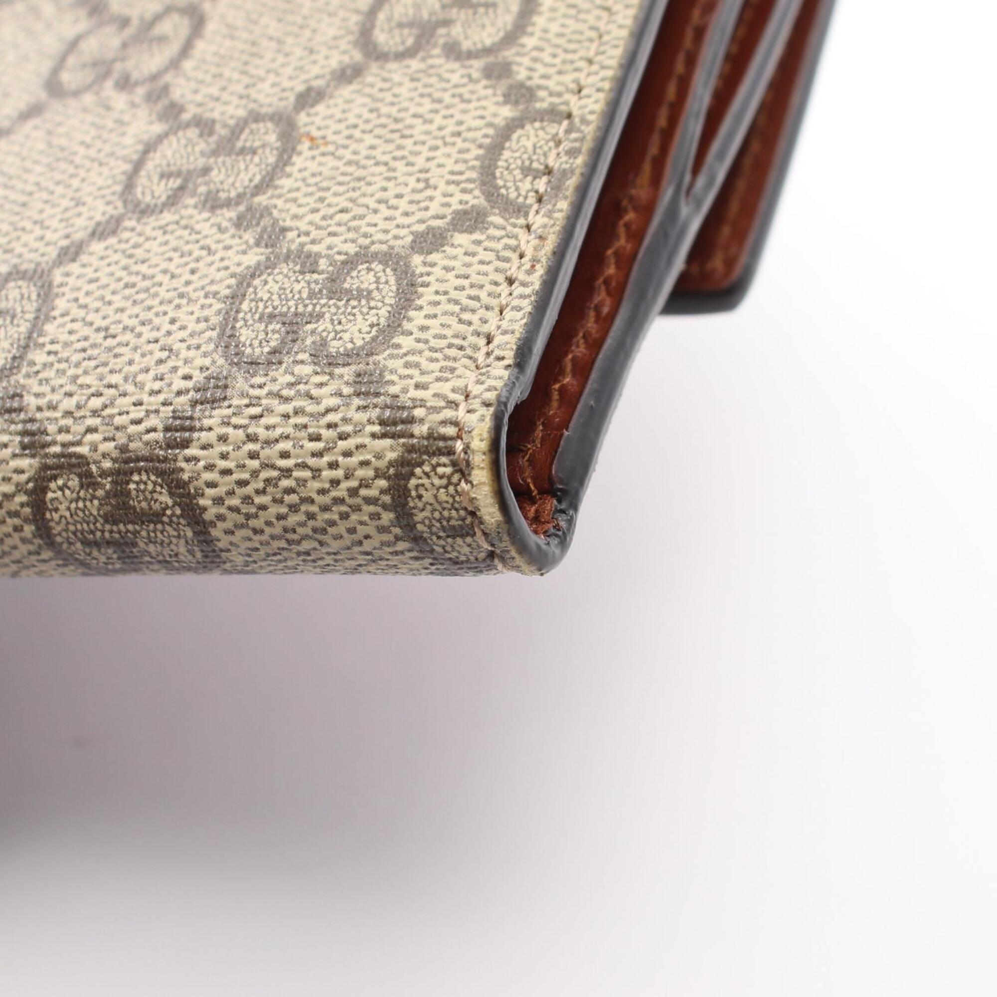 Gucci Beige Brown Leather Pvc Wallet (Bi-Fold) (Pre-Owned)