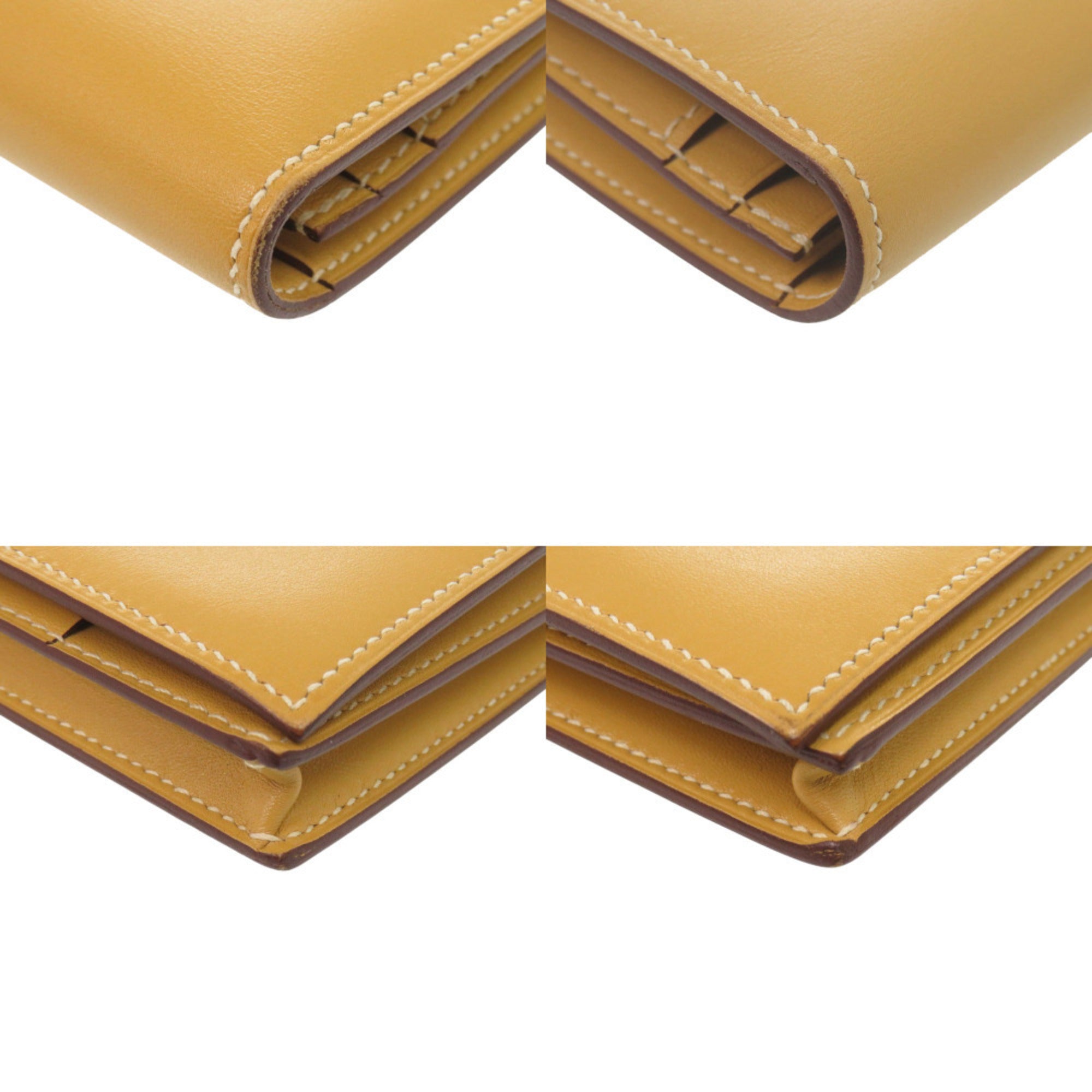 Hermes Yellow Tadelakt Leather Long Wallet (Bi-Fold) (Pre-Owned)