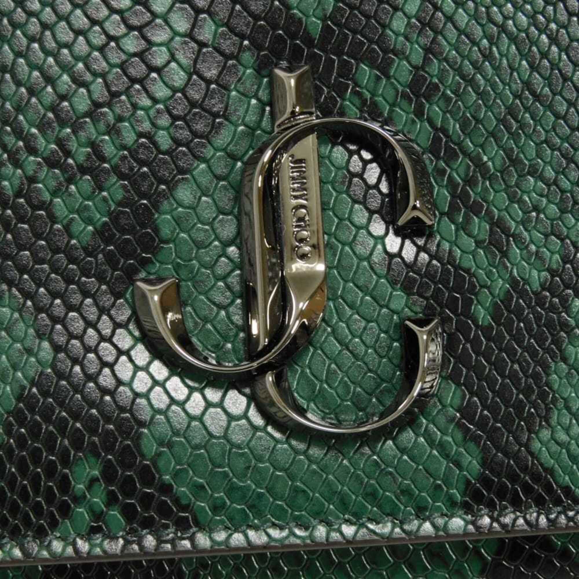 Jimmy Choo Green Leather Clutch Bag Shoulder Bag (Pre-Owned)
