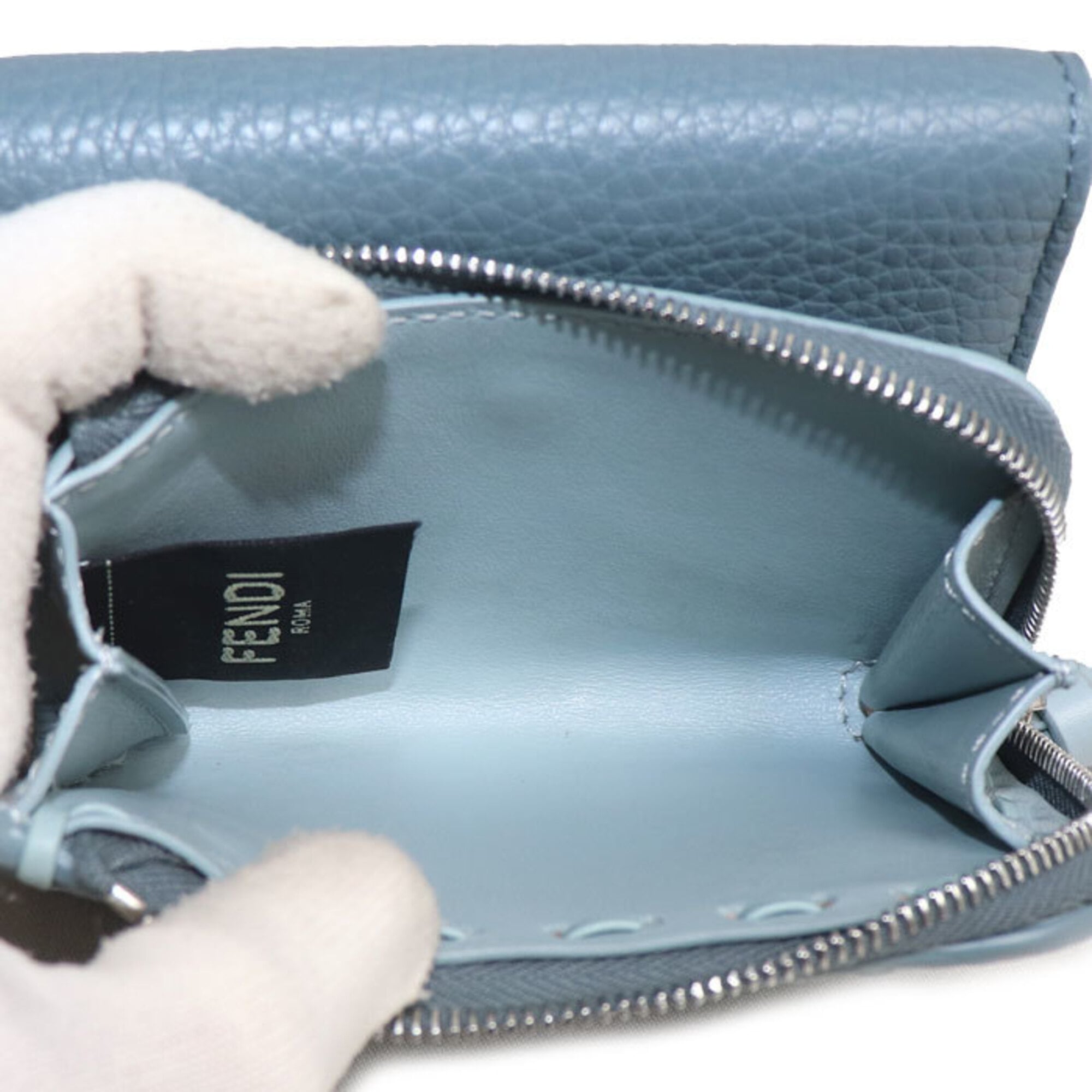 Fendi Light Blue Leather Wallet (Tri-Fold) (Pre-Owned)
