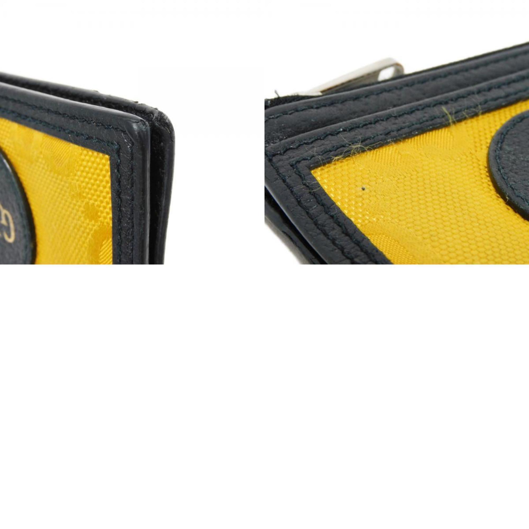 Gucci Black Yellow Nylon Leather Coin Purse/Coin Case (Pre-Owned)