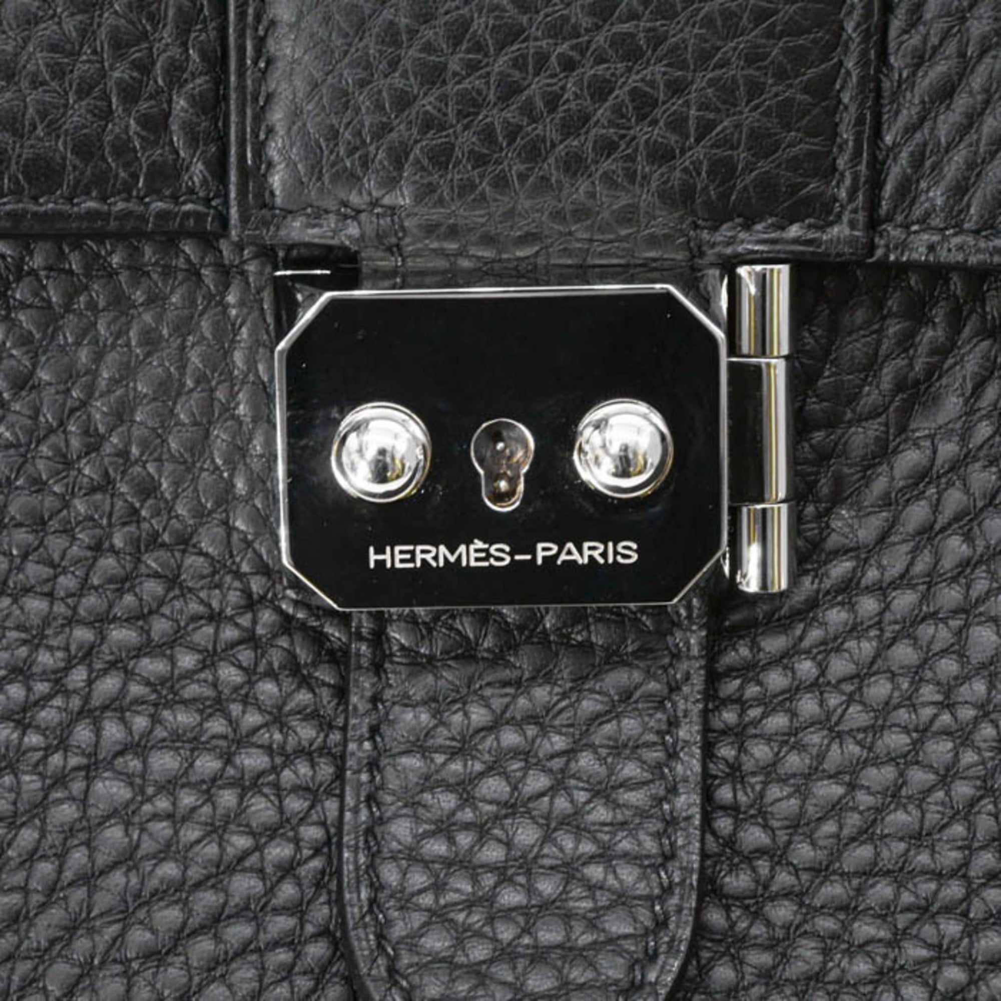 Hermes Black Taurillon Clemence Leather Handbag (Pre-Owned)