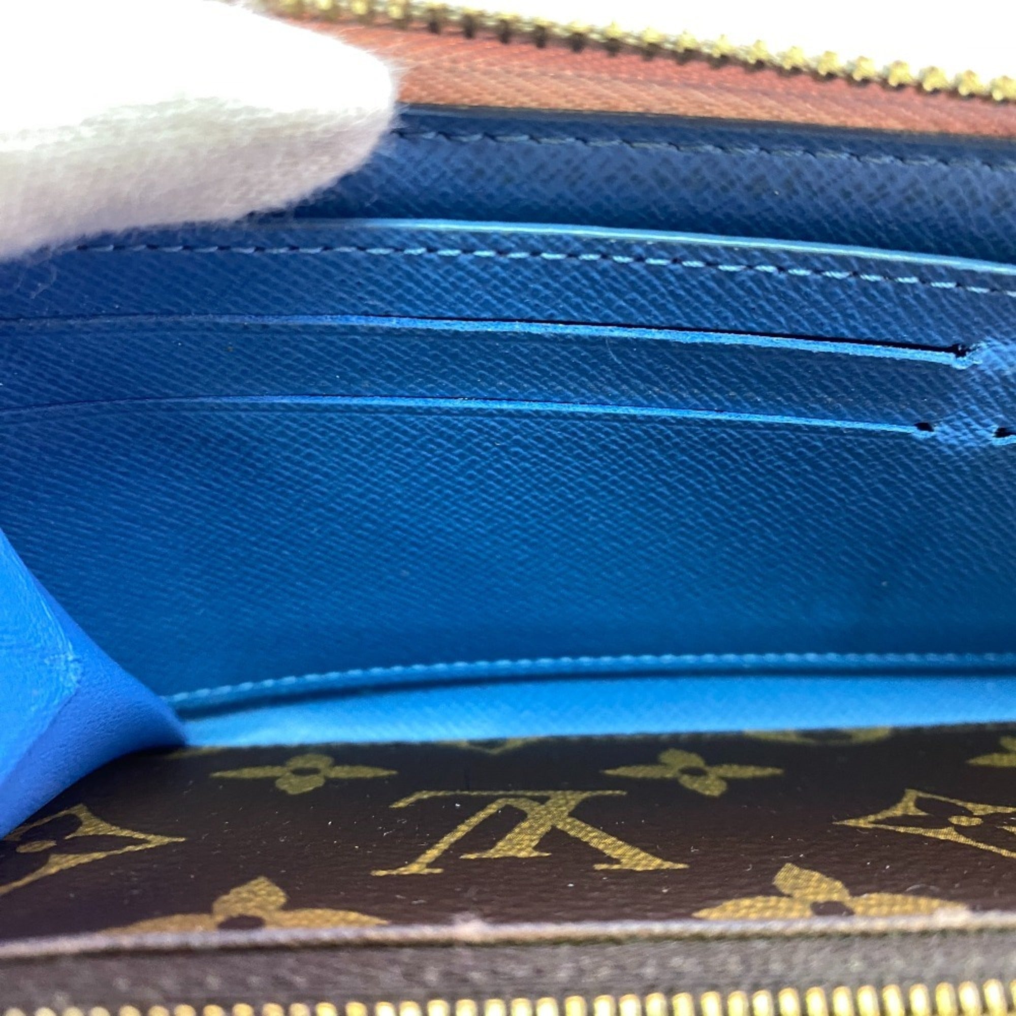 Louis Vuitton Monogram Blue Pink Leather Long Wallet (Bi-Fold) (Pre-Owned)