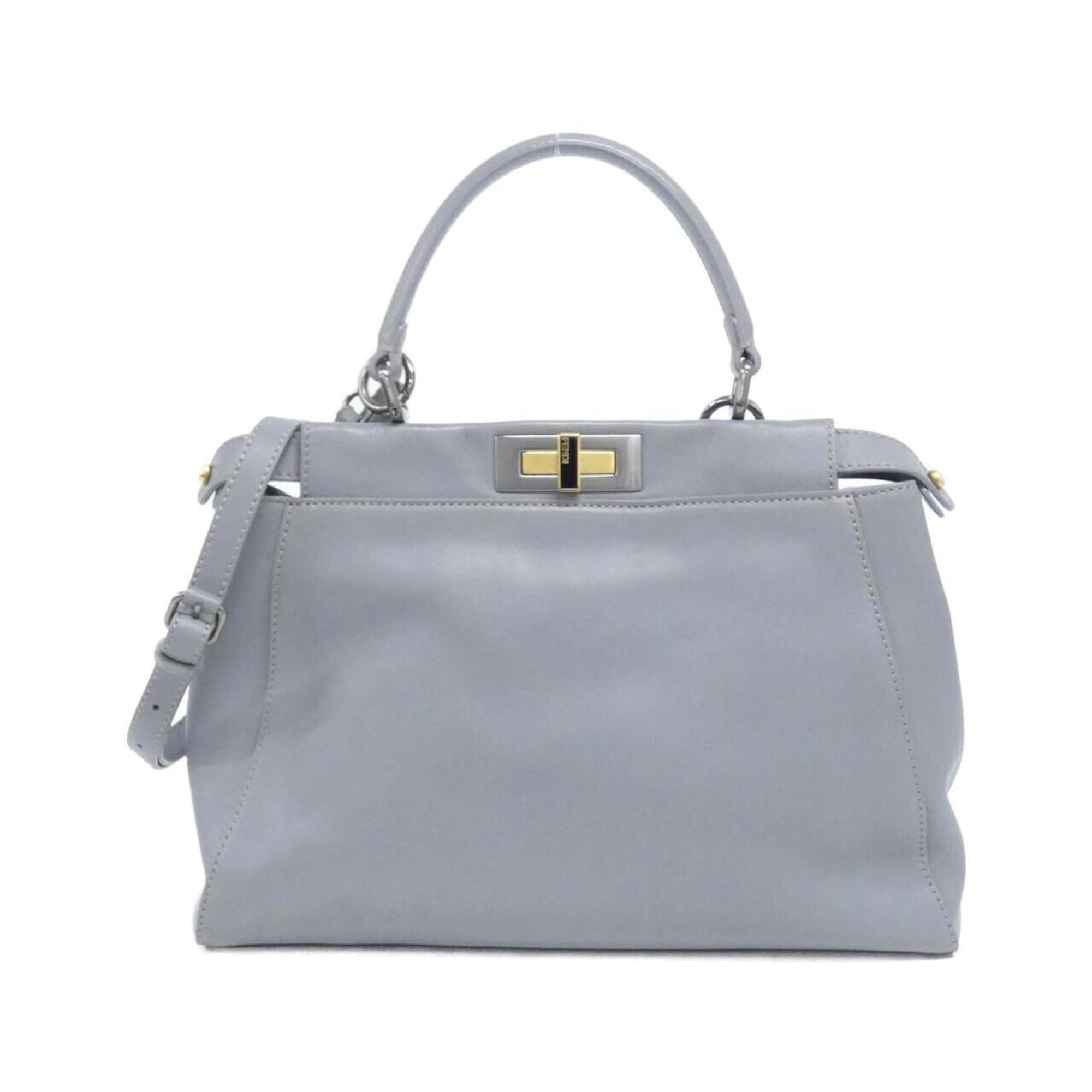 Fendi Gray Leather Handbag (Pre-Owned)