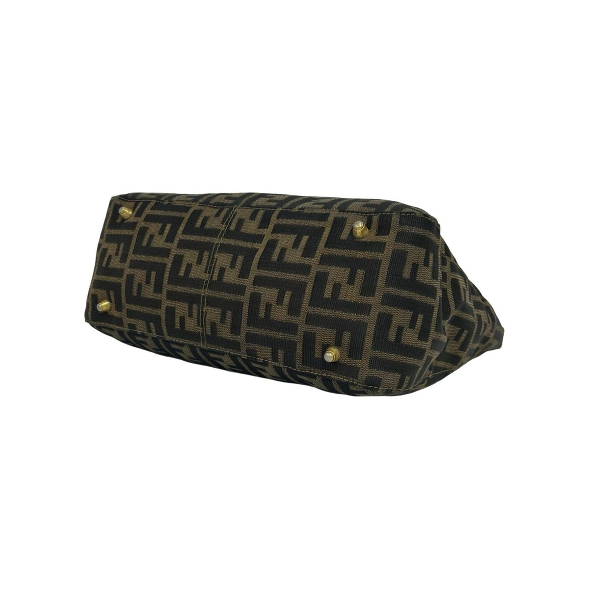 Fendi Black Brown Canvas Leather Handbag Tote Bag (Pre-Owned)