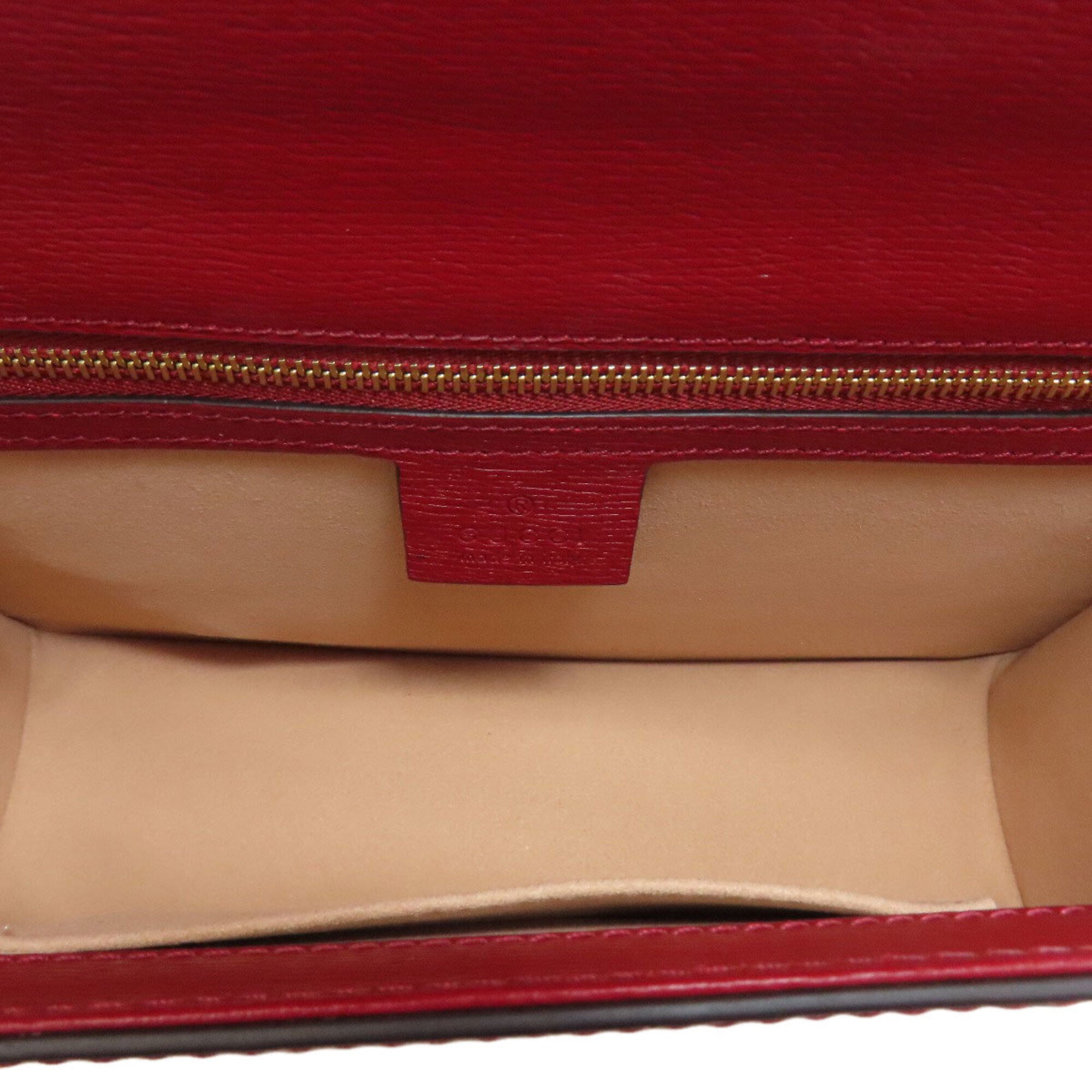 Gucci Red Color Leather Shoulder Bag (Pre-Owned)