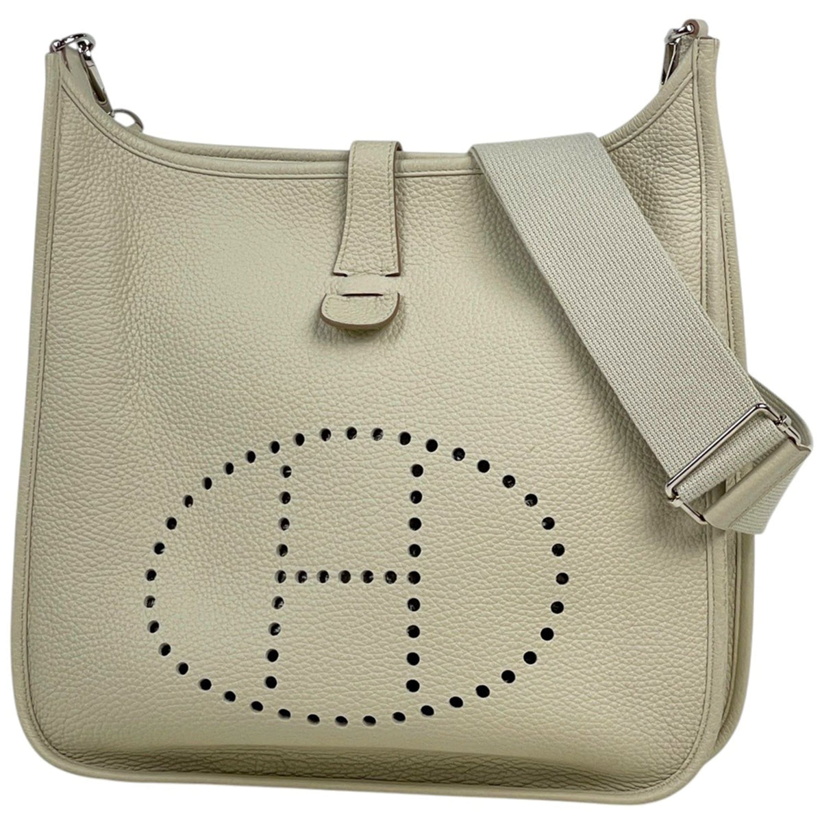Hermes White Taurillon Clemence Leather Shoulder Bag (Pre-Owned)