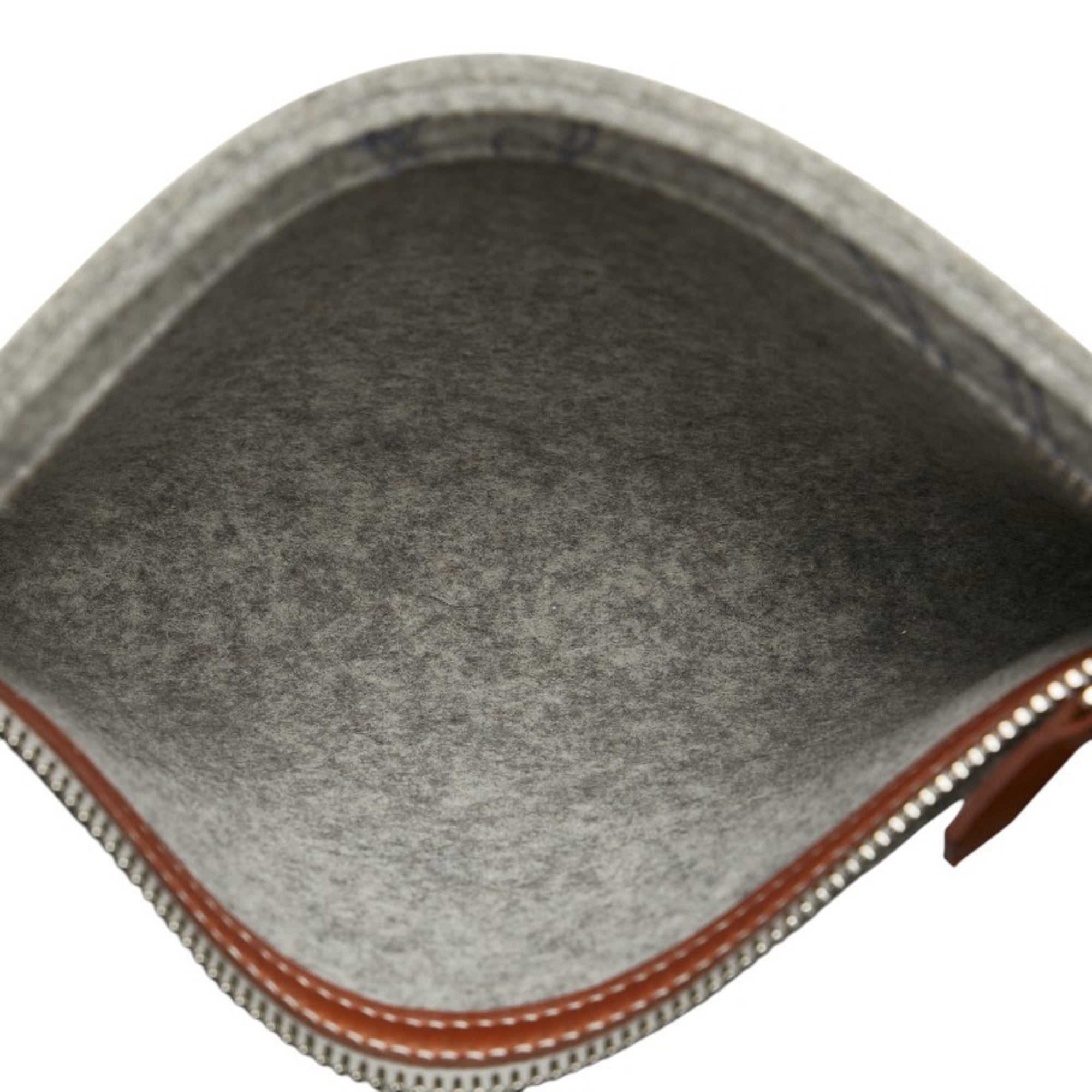 Hermes Gray Felt Leather Shoulder Bag Tote Bag (Pre-Owned)