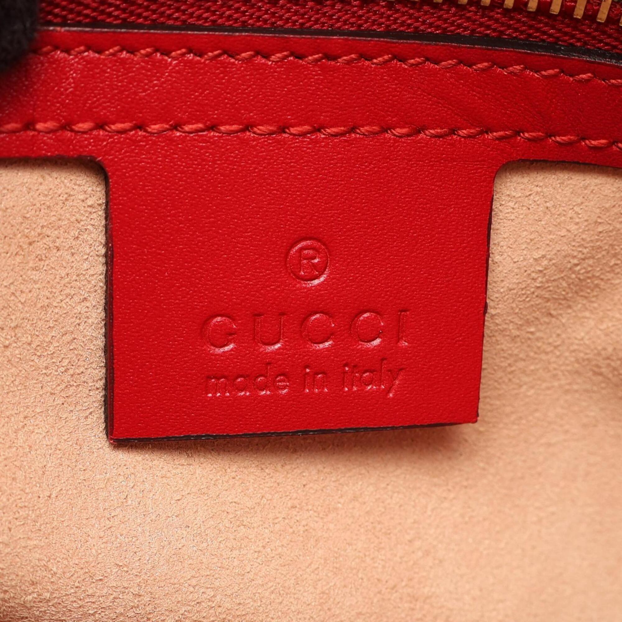 Gucci Red Color Leather Handbag Tote Bag (Pre-Owned)