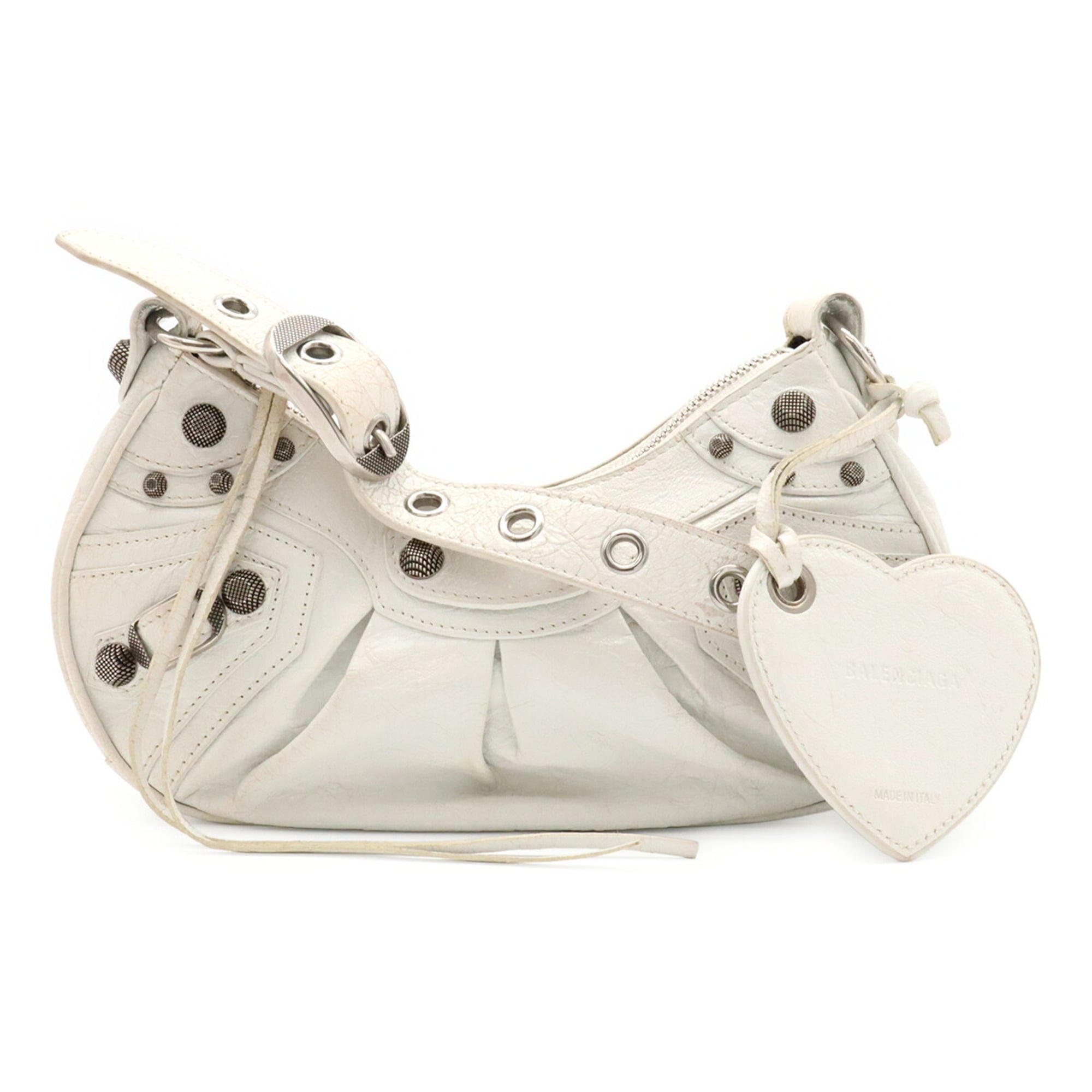 Balenciaga White Leather Handbag Pouch Shoulder Bag (Pre-Owned)