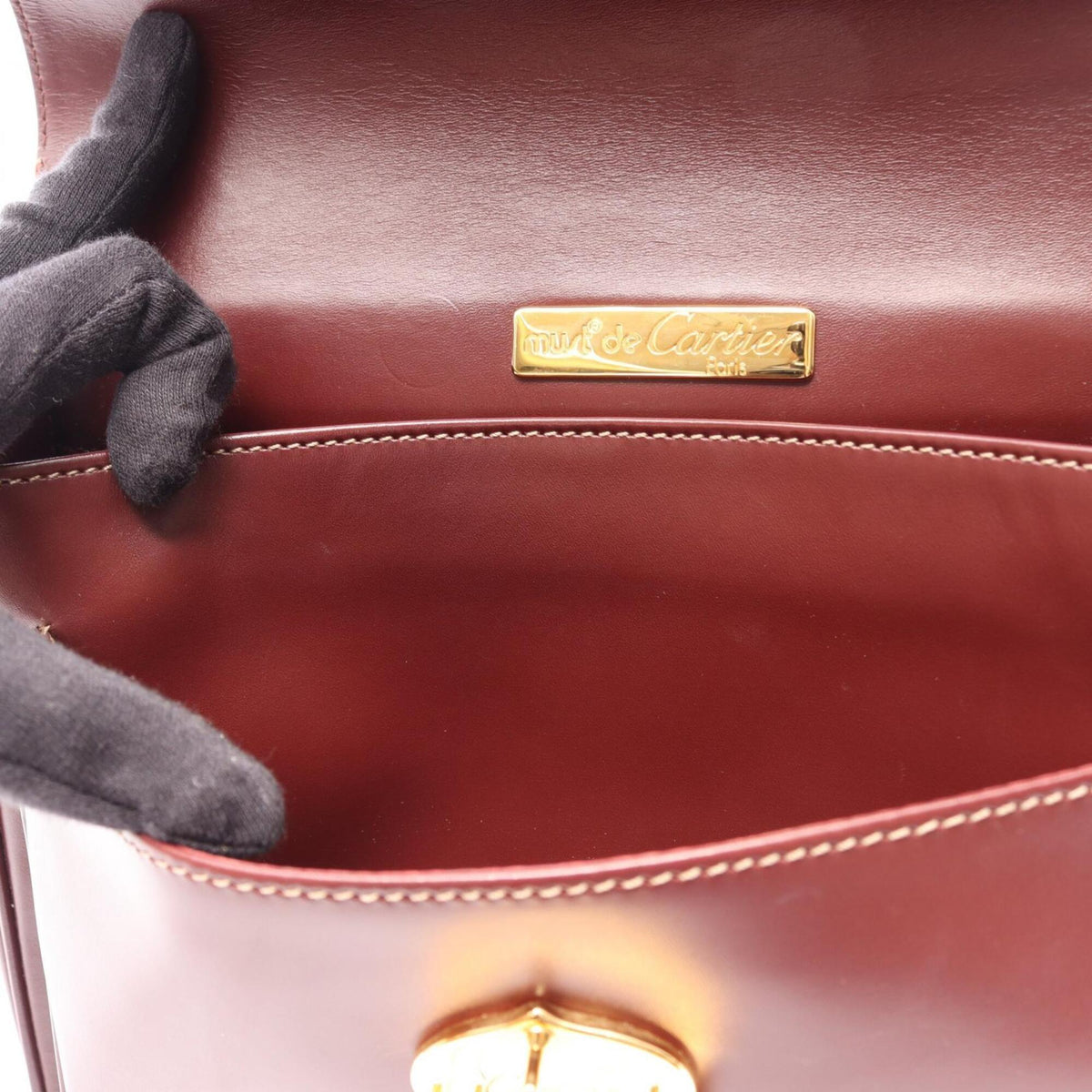 Cartier Bordeaux Leather Shoulder Bag (Pre-Owned)