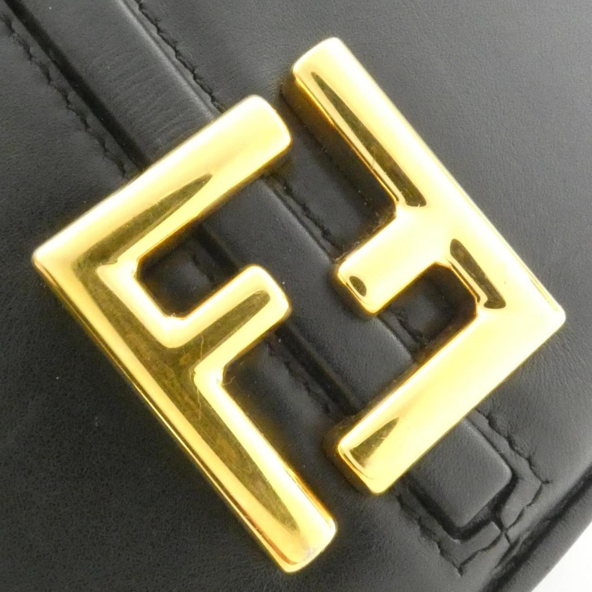 Fendi Gold Leather Shoulder Bag (Pre-Owned)