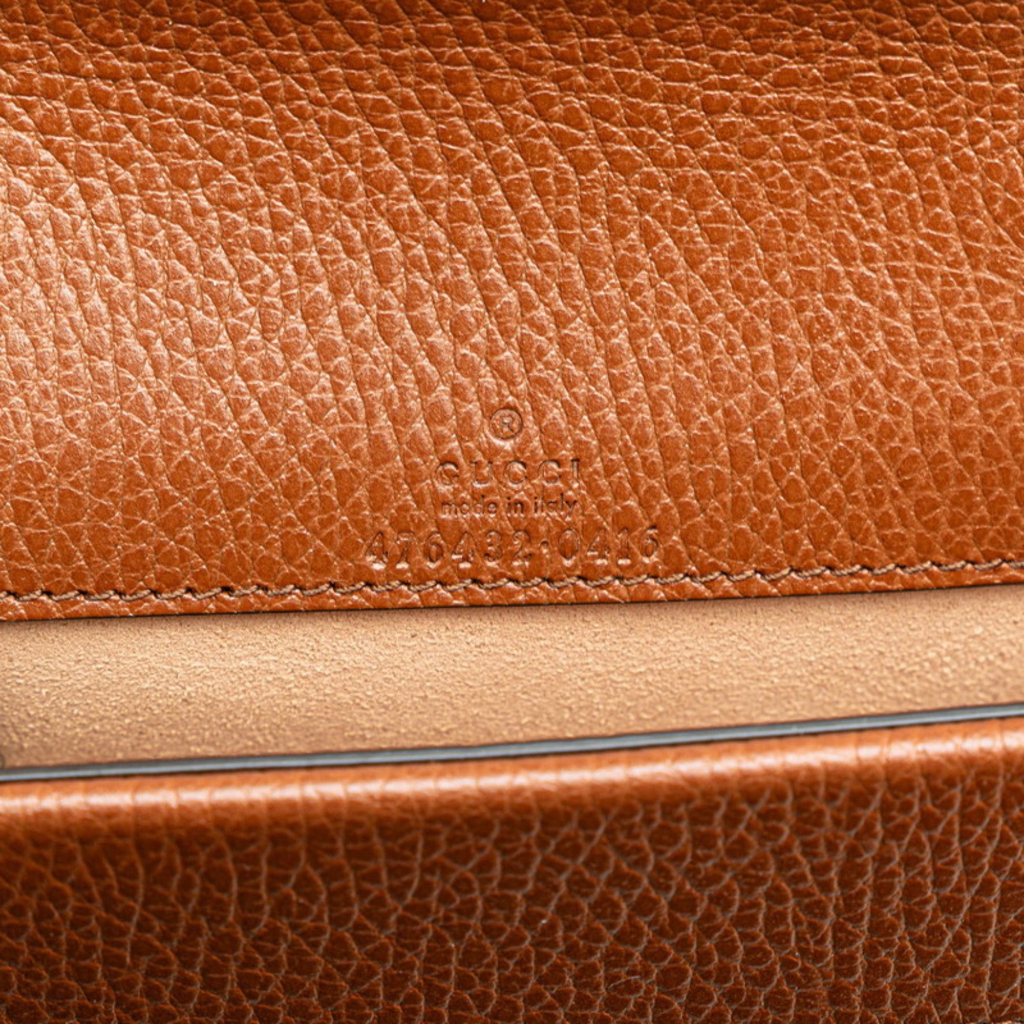 Gucci Brown Denim Leather Shoulder Bag (Pre-Owned)