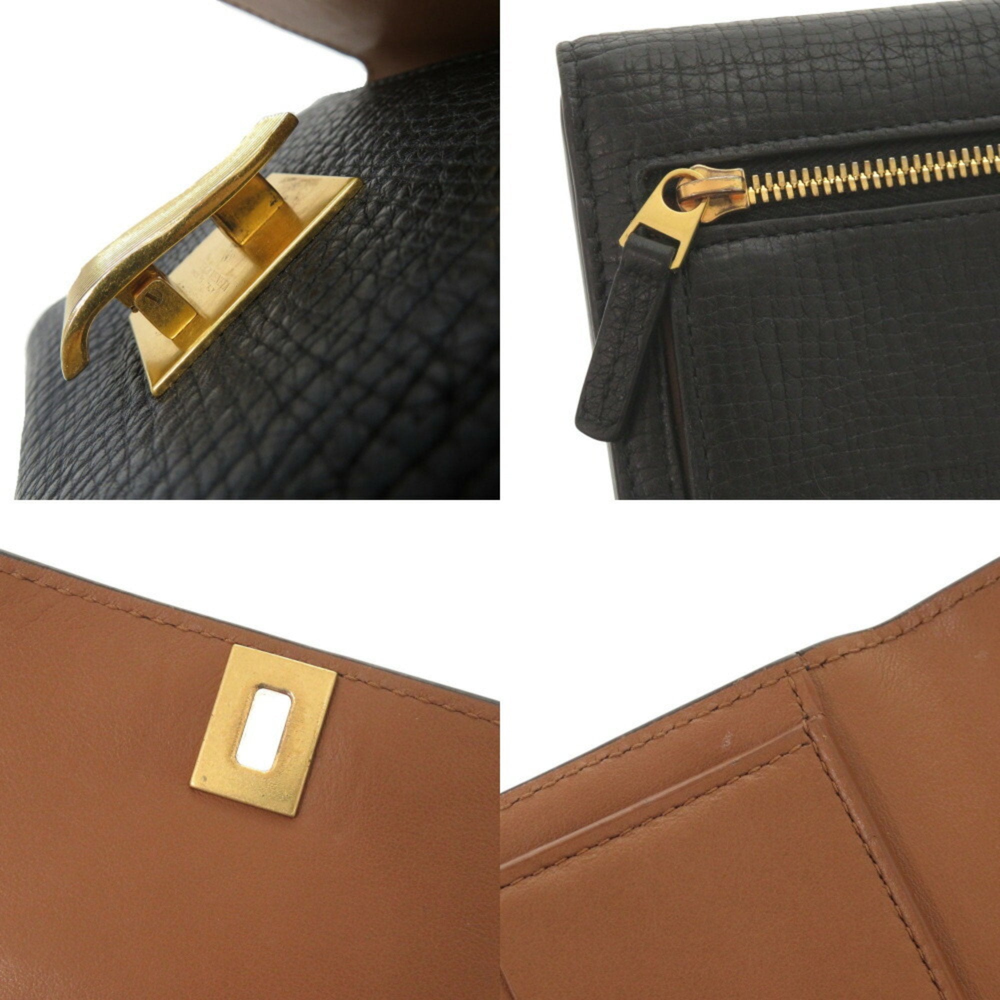 Bottega Veneta Black Leather Wallet (Tri-Fold) (Pre-Owned)