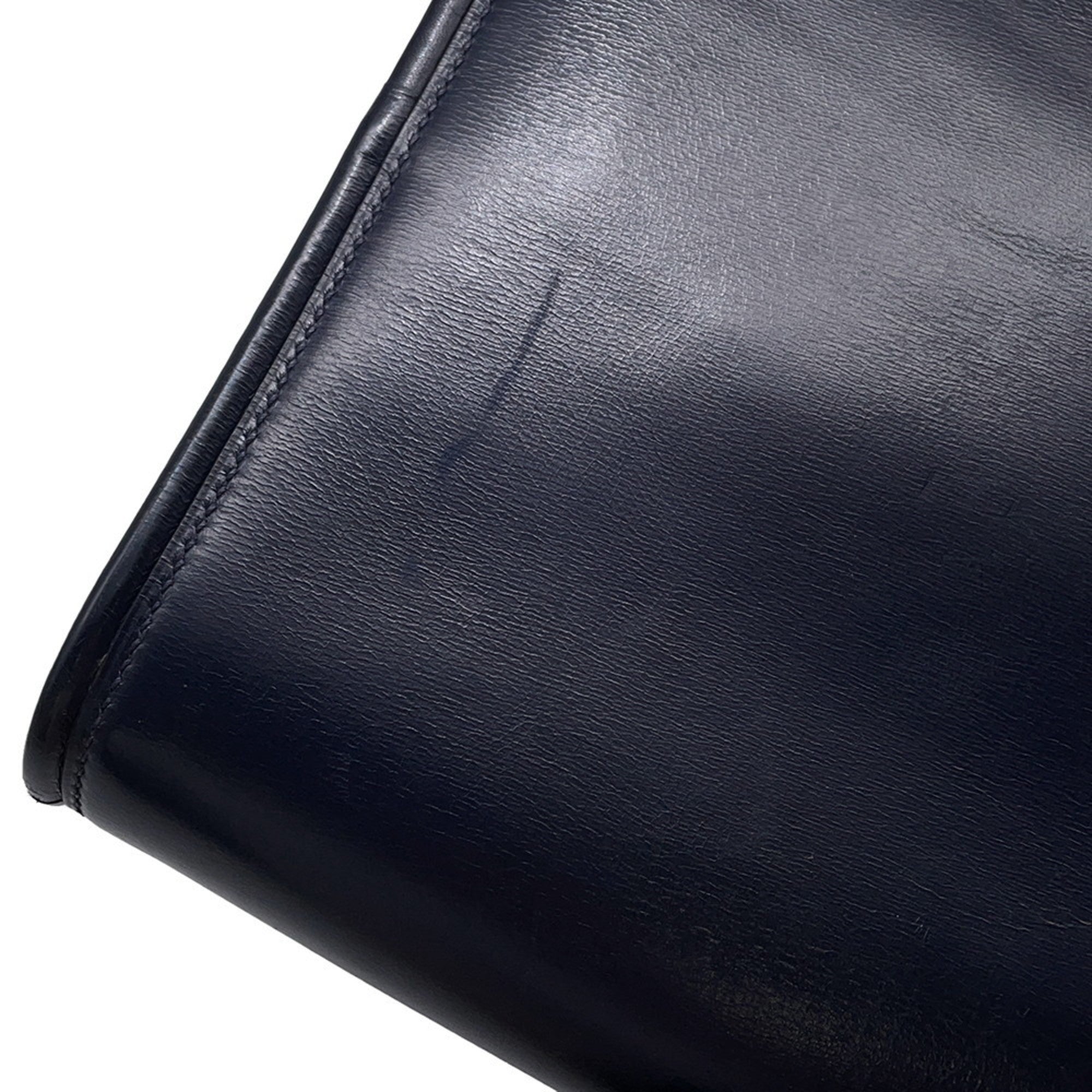 Hermes Navy Box Nepal Leather Handbag Shoulder Bag (Pre-Owned)