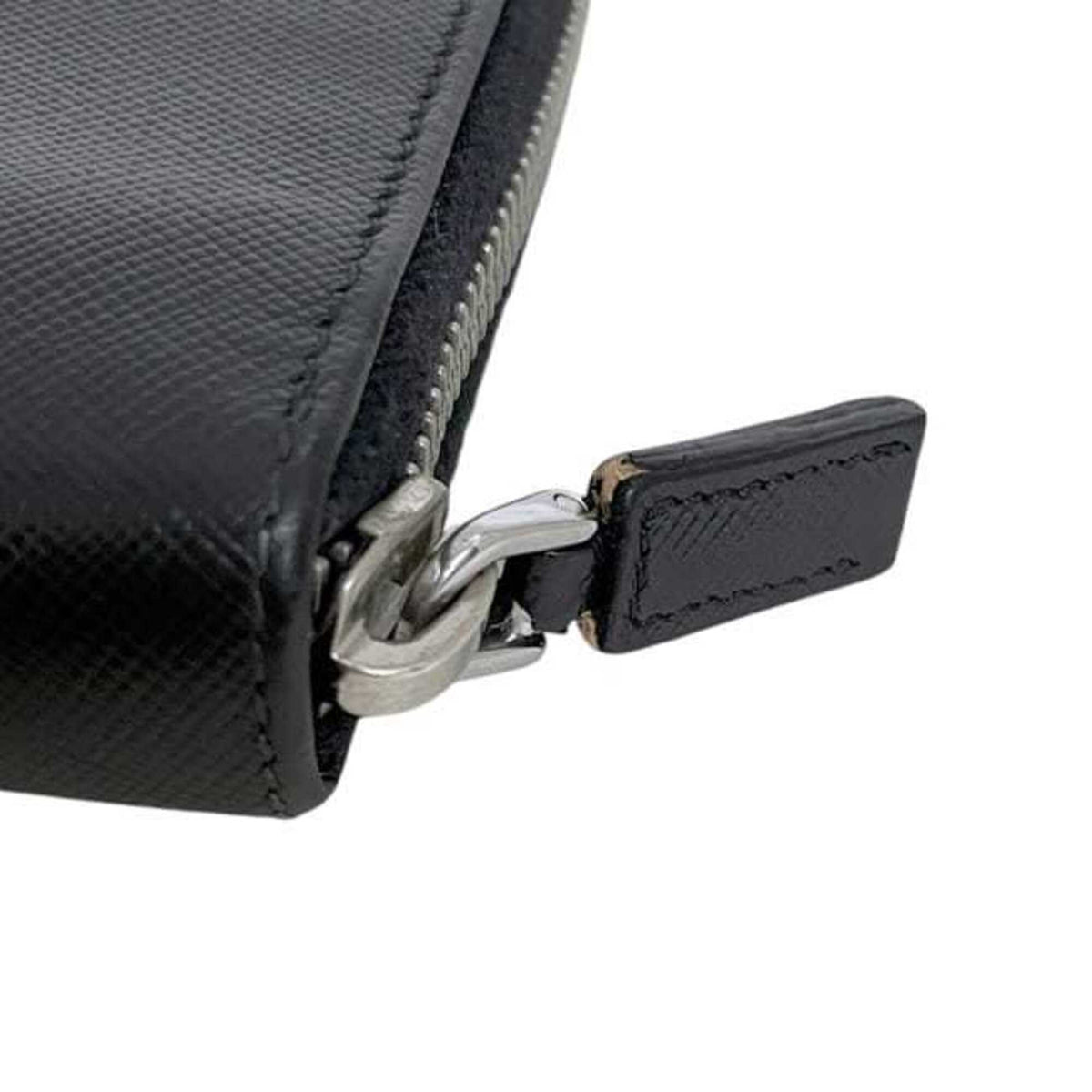 Prada Black Nero Saffiano Triangle Long Wallet (Bi-Fold) (Pre-Owned)