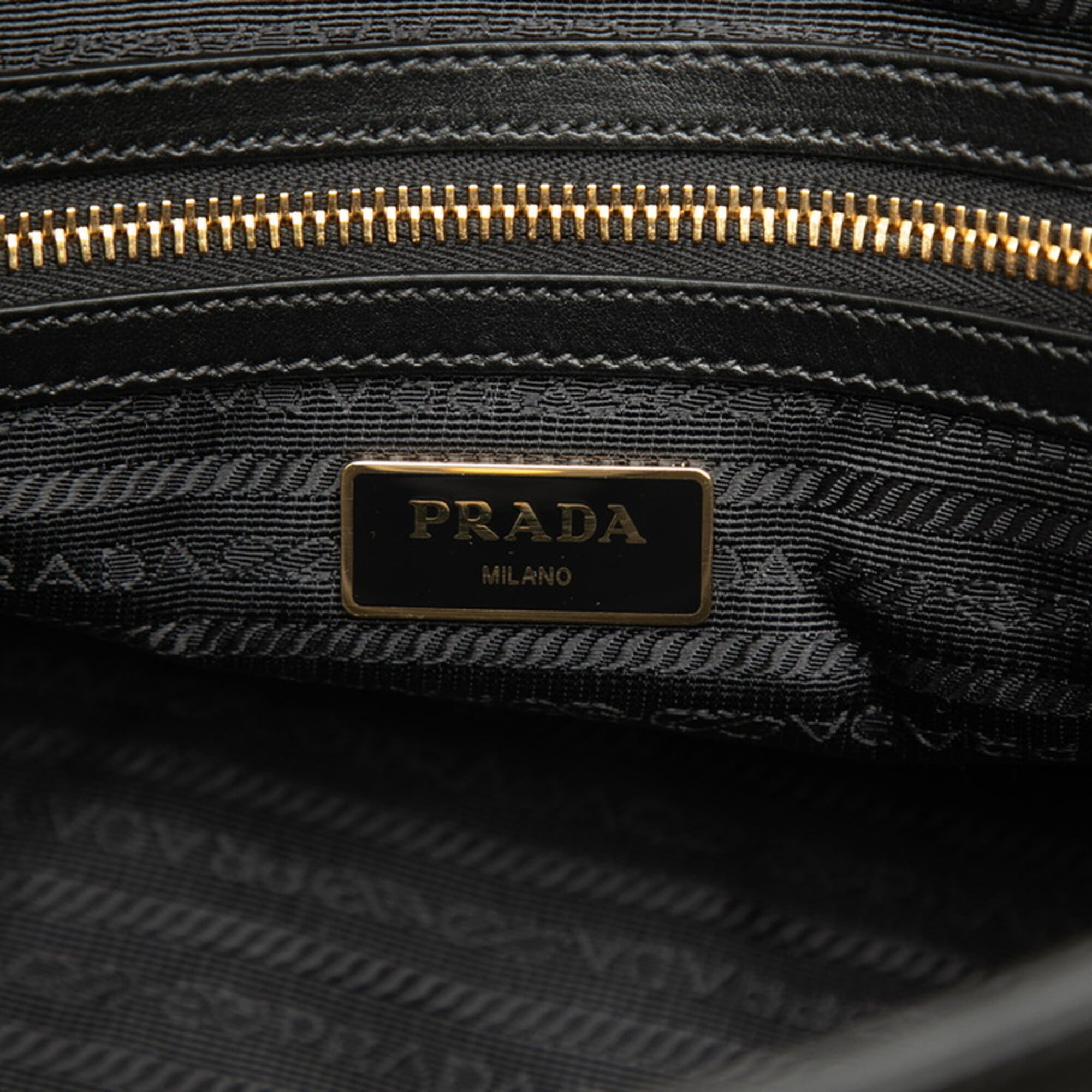 Prada Black Nylon Leather Handbag Tote Bag (Pre-Owned)