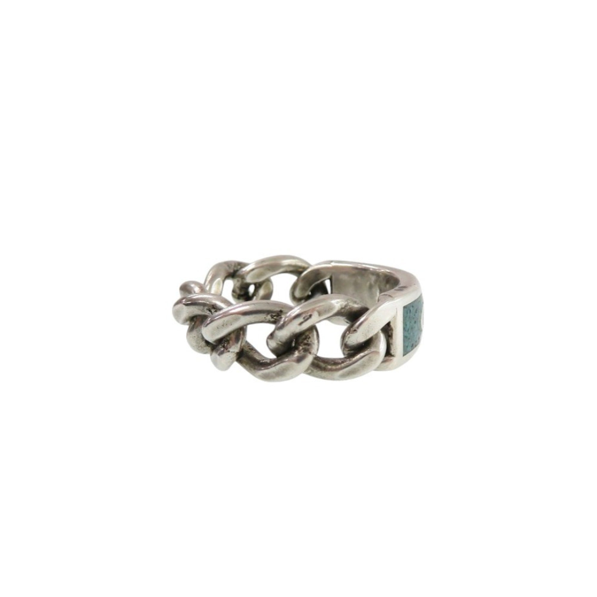 Gucci Silver Green Silver 925 Band Ring (Pre-Owned)