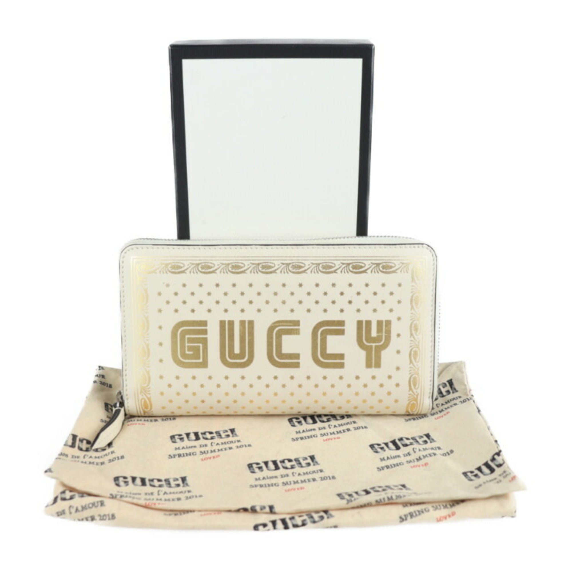 Gucci Gold Ivory Leather Long Wallet (Bi-Fold) (Pre-Owned)