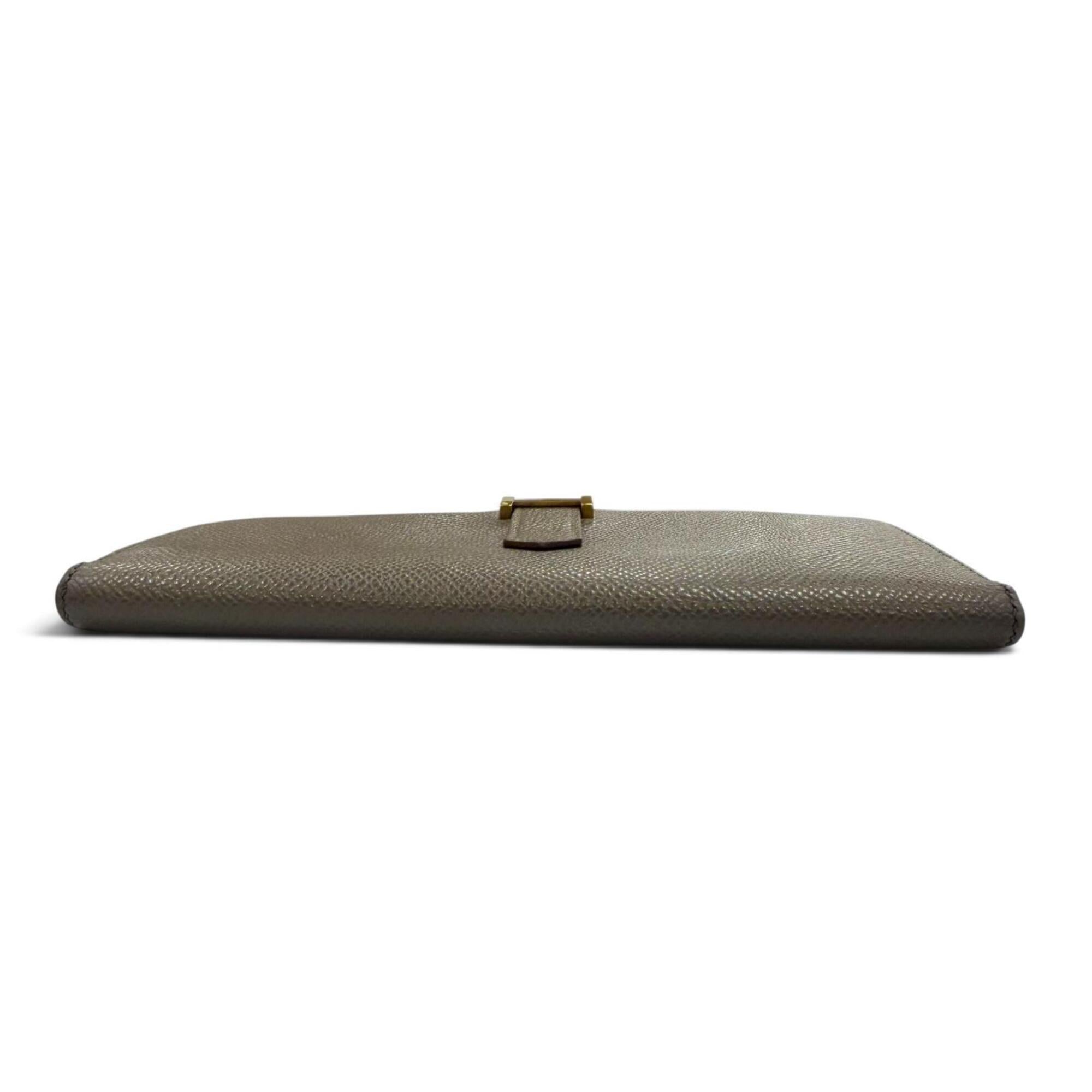 Hermes Taupe Epsom Leather Long Wallet (Bi-Fold) (Pre-Owned)