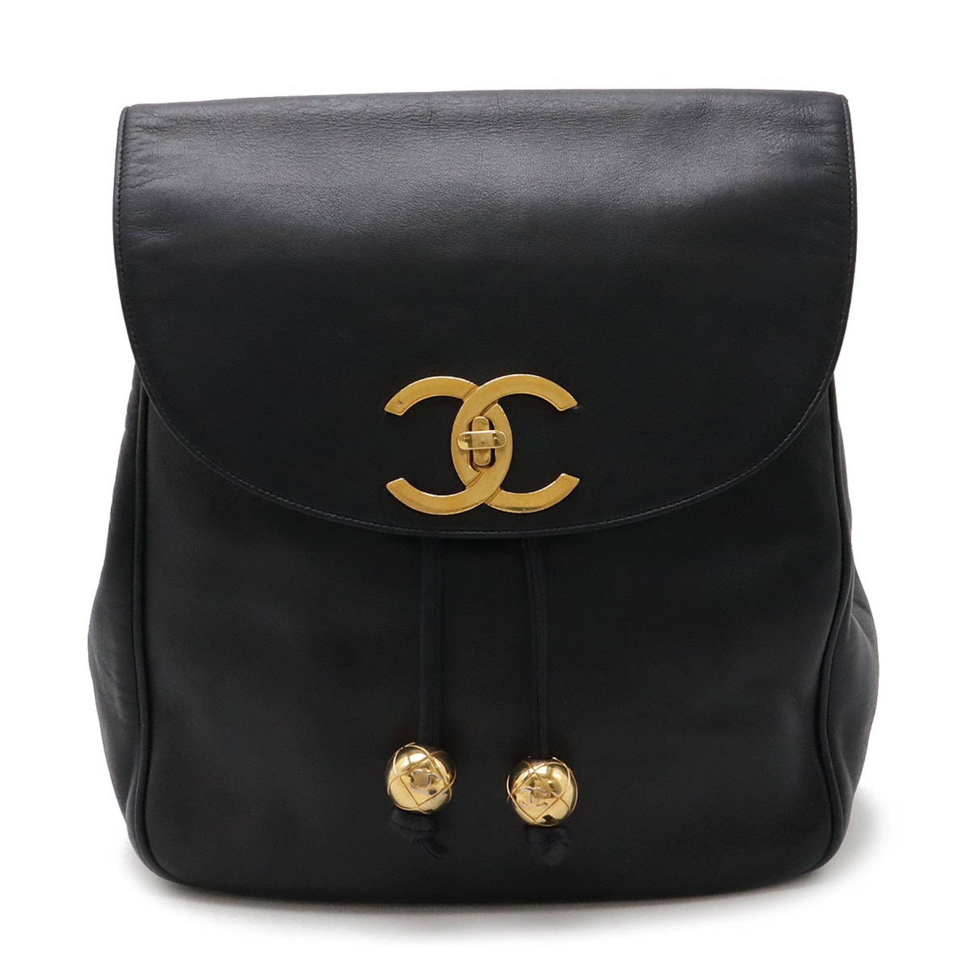 Chanel Black Navy Leather Backpack (Pre-Owned)