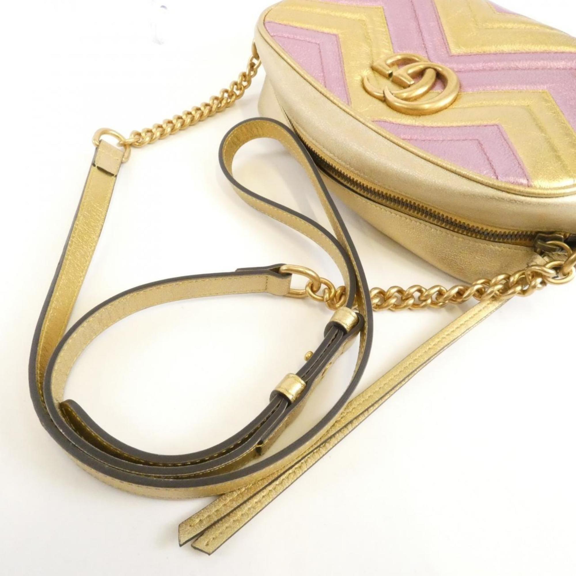 Gucci Gold Pink Leather Shoulder Bag (Pre-Owned)