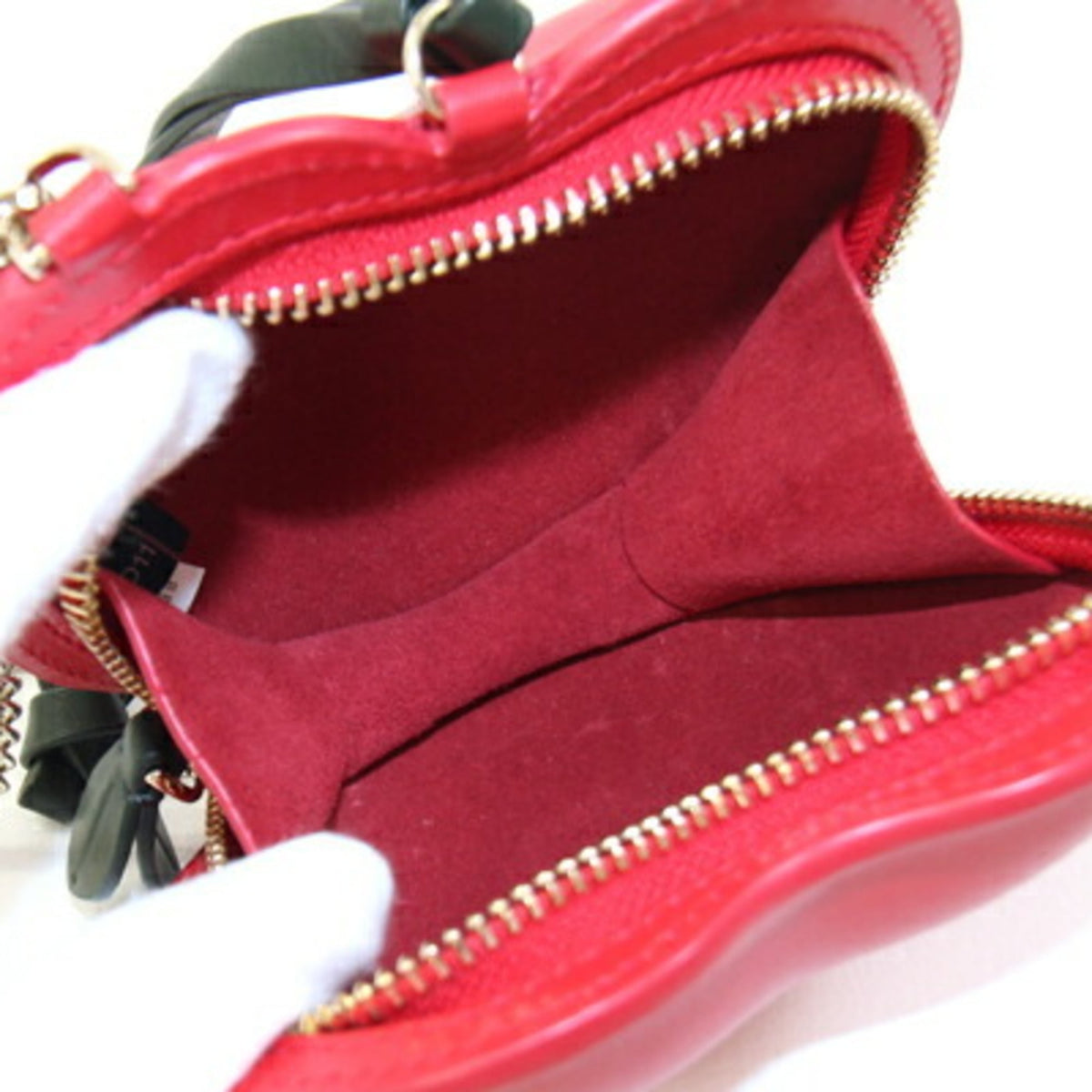 Kate Spade Dark Green Red Color Leather Pochette Shoulder Bag (Pre-Owned)