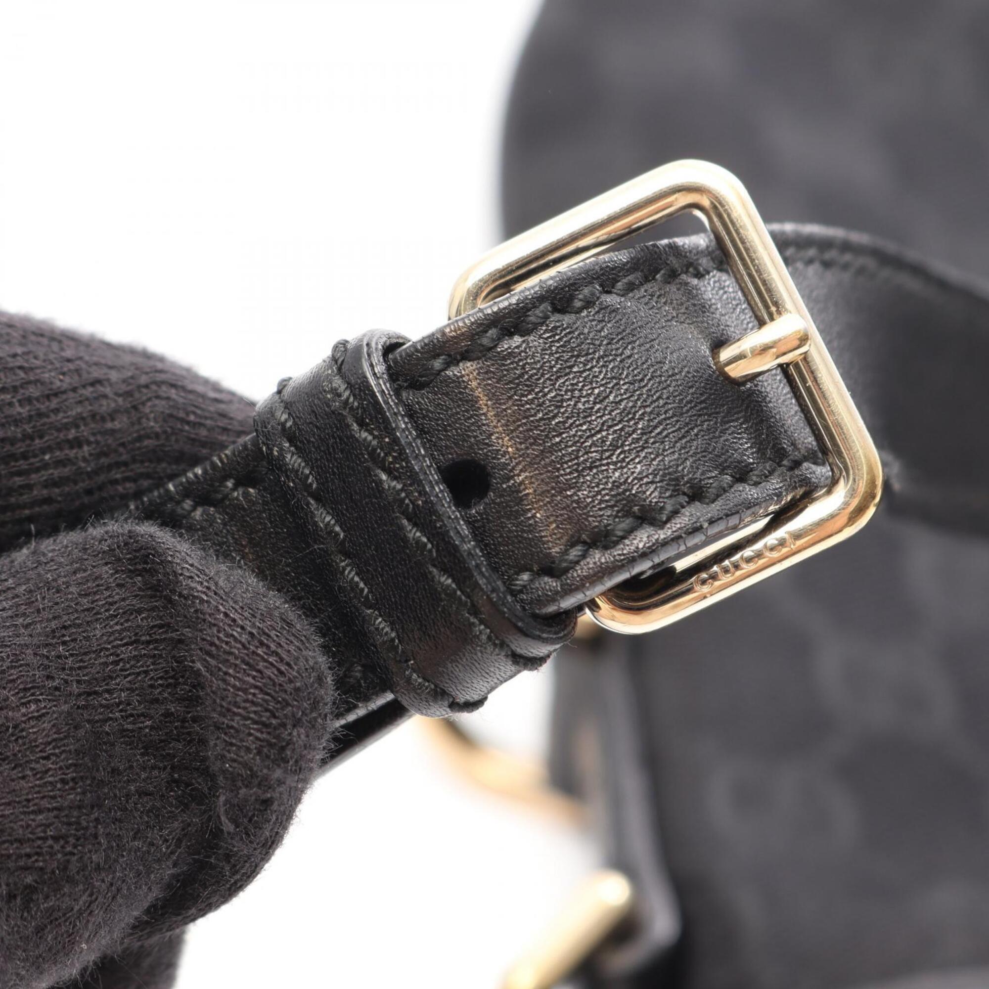 Gucci Black Gg Canvas Leather Handbag Shoulder Bag (Pre-Owned)