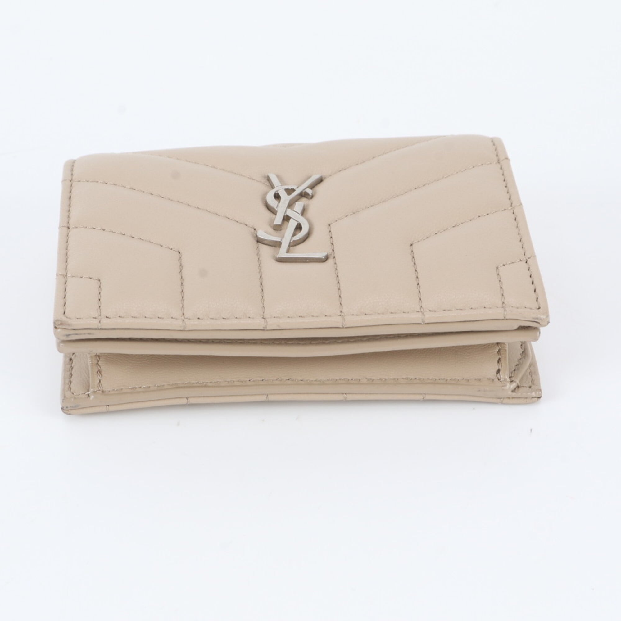 Yves Saint Laurent Beige Leather Wallet (Bi-Fold) (Pre-Owned)