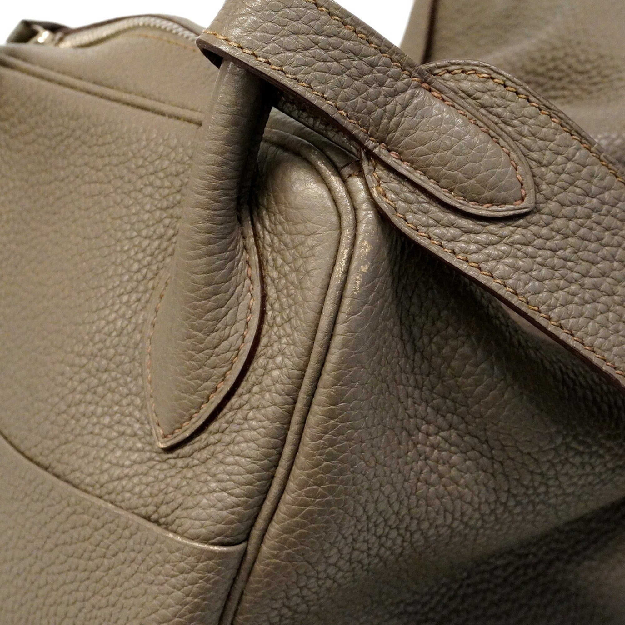 Hermes Etain Taurillon Clemence Leather Handbag (Pre-Owned)