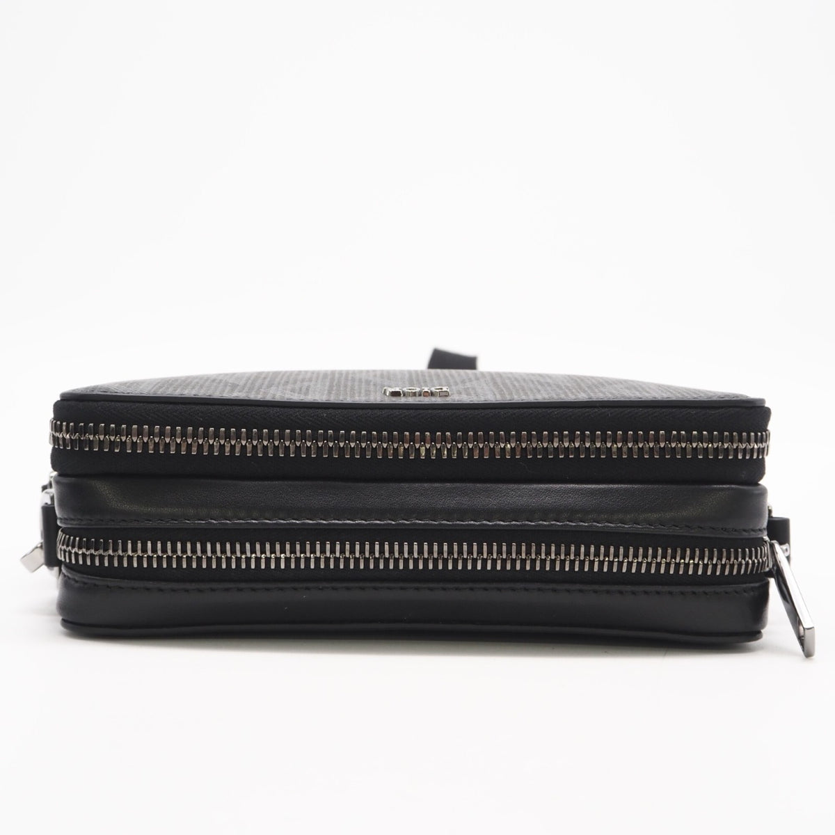Christian Dior Black Gray Coated Canvas Leather Shoulder Bag (Pre-Owned)