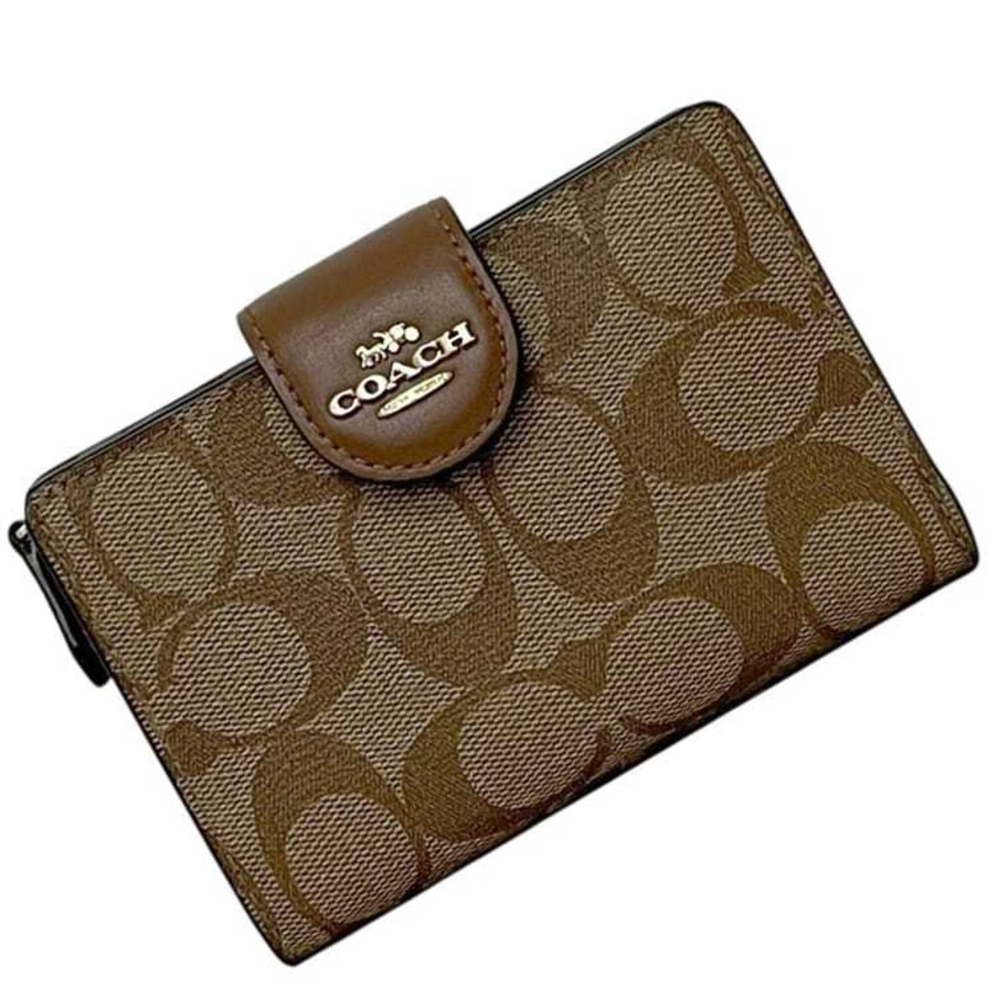 Coach Beige Brown Pvc Leather Wallet (Bi-Fold) (Pre-Owned)