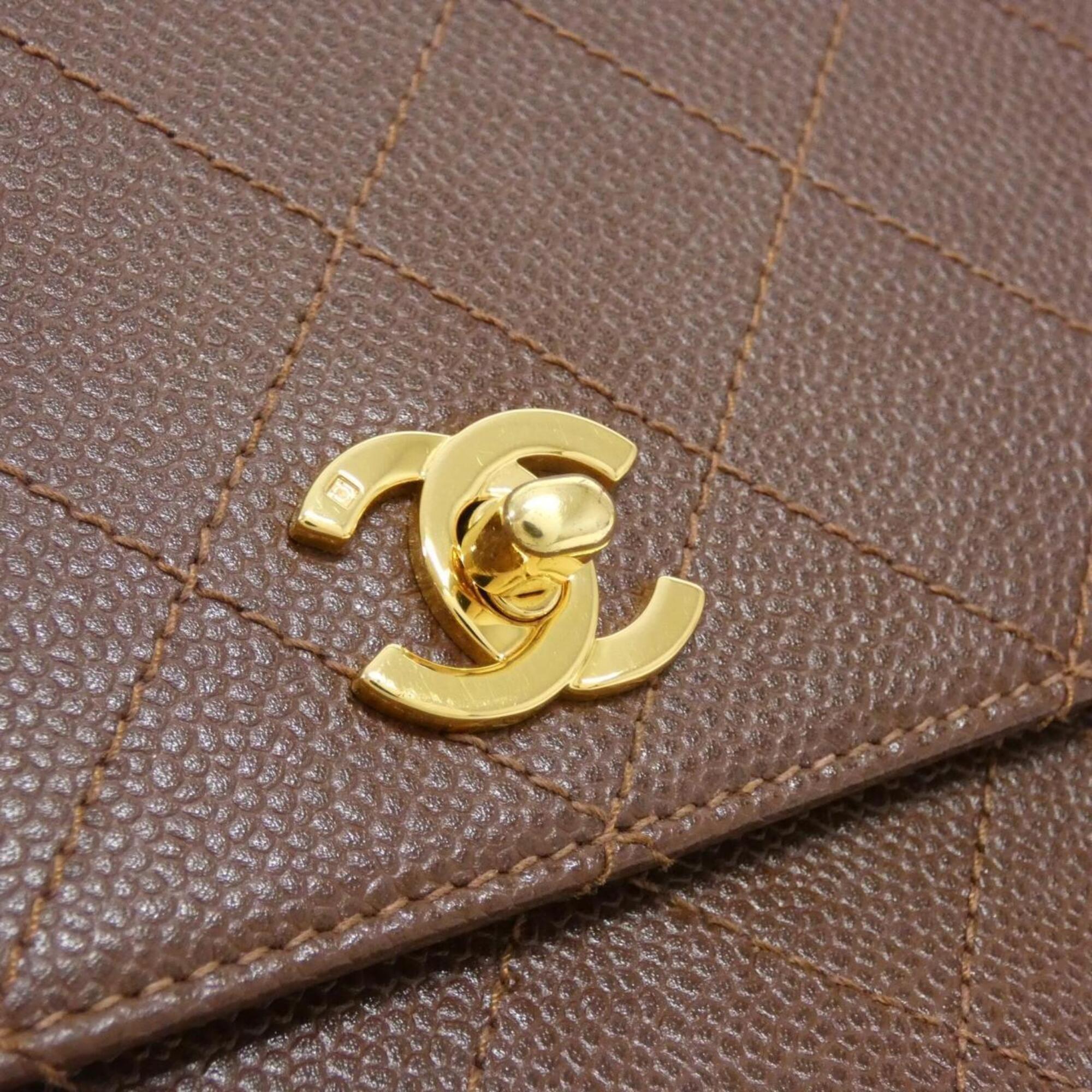 Chanel Dark Brown Grained Calfskin Shoulder Bag (Pre-Owned)