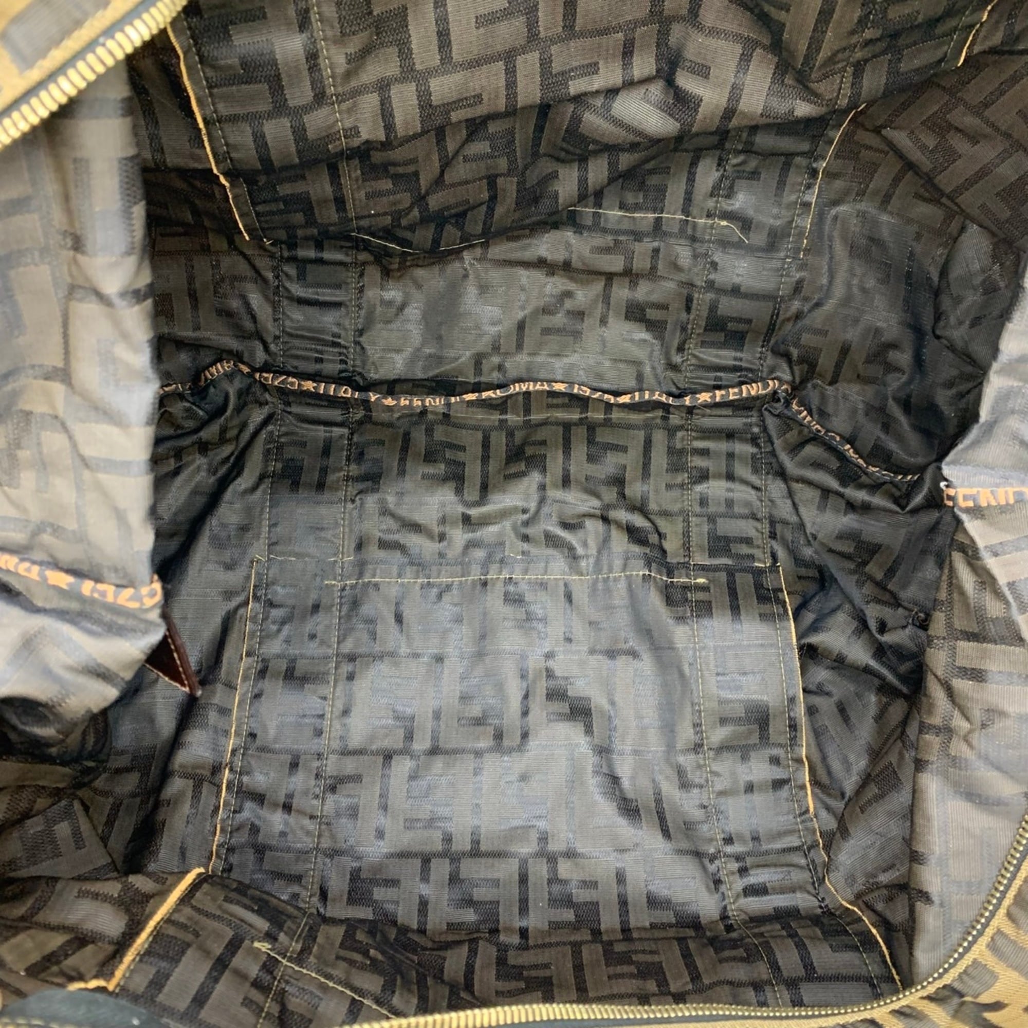 Fendi Zucca Brown Zucca Boston Bag (Pre-Owned)