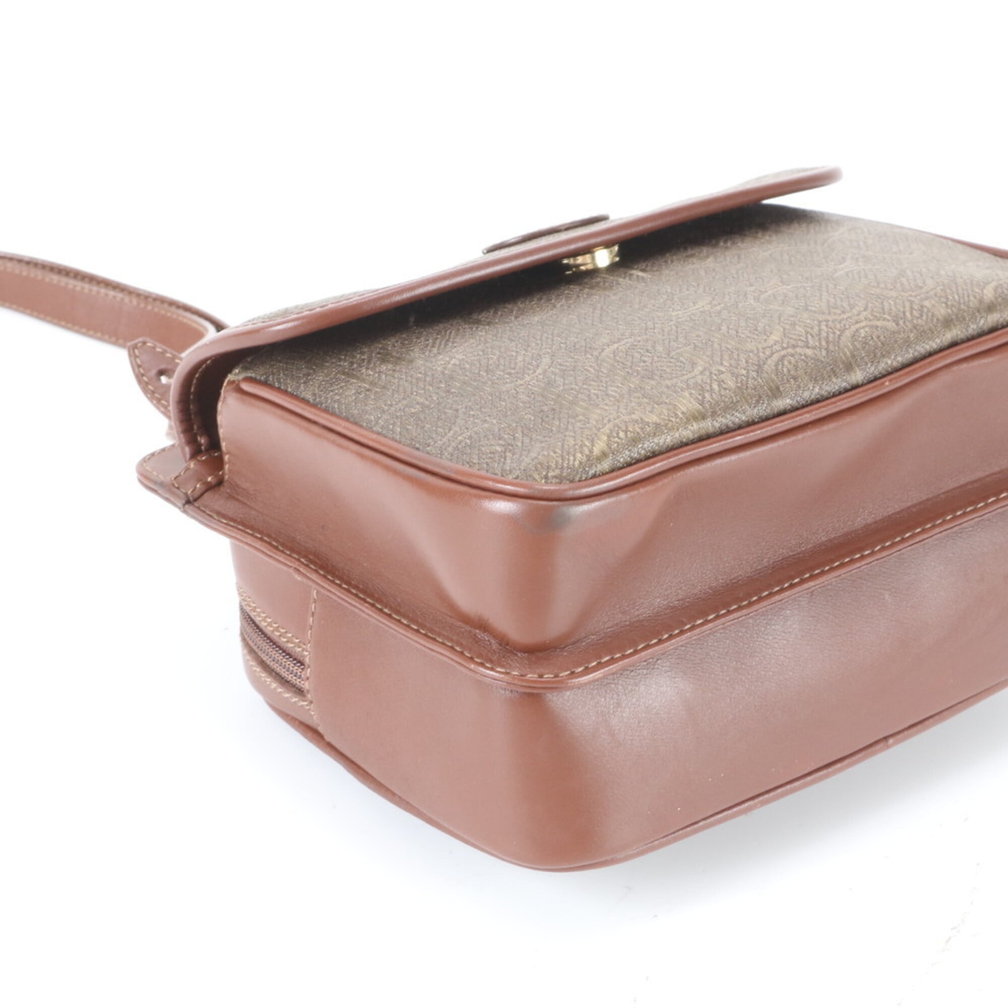 Gucci Brown Leather Canvas Shoulder Bag (Pre-Owned)