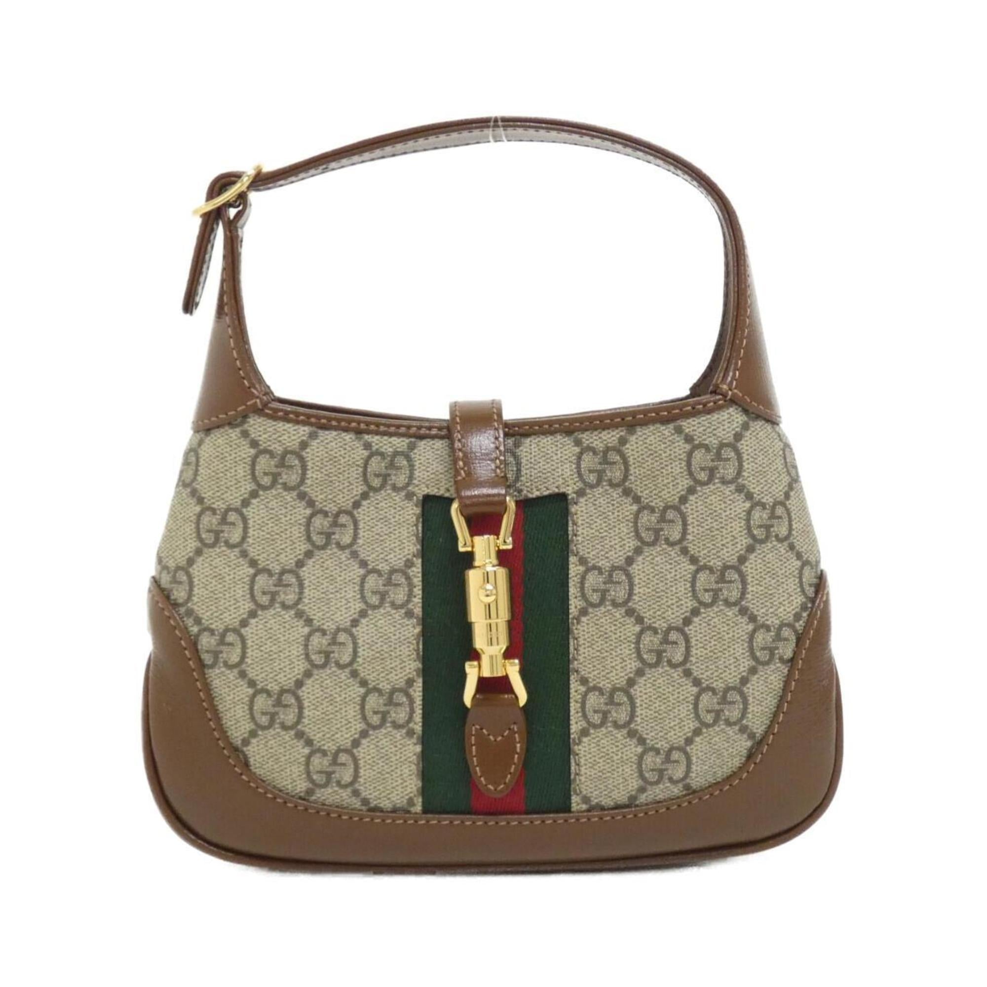 Gucci Beige Brown Gg Supreme Leather Handbag (Pre-Owned)