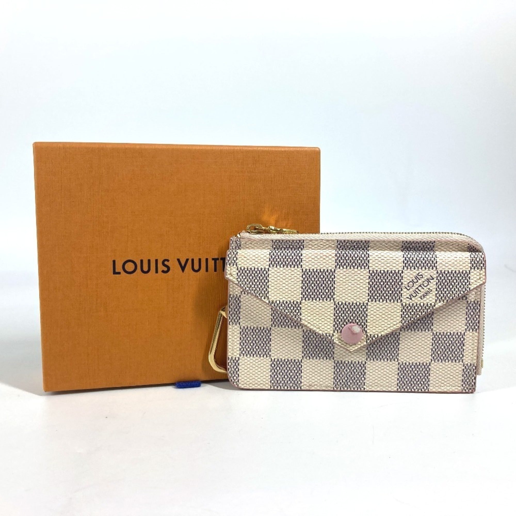 Louis Vuitton Pink White Damier Azur Coin Purse/Coin Case (Pre-Owned)