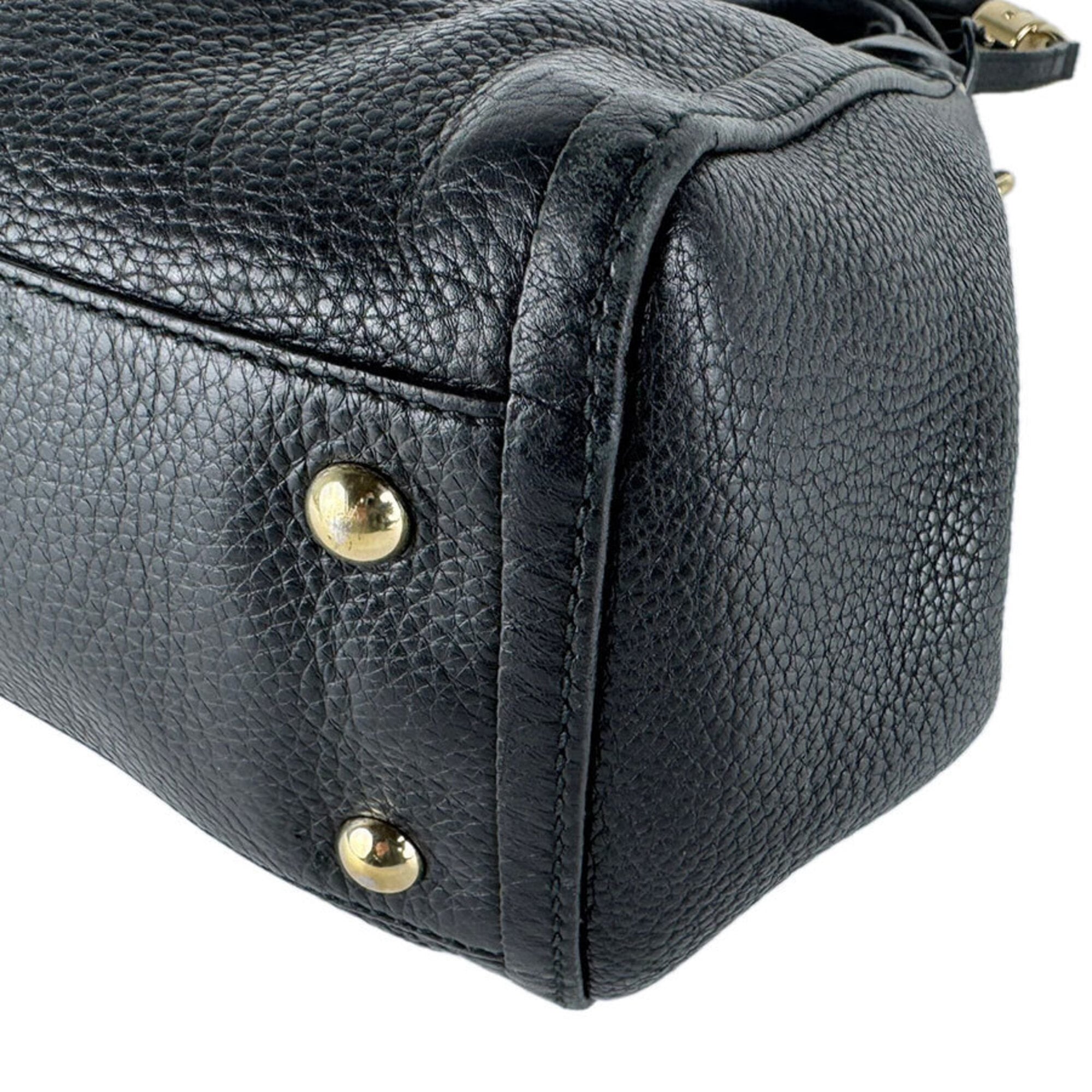 Gucci Black Leather Handbag Shoulder Bag (Pre-Owned)