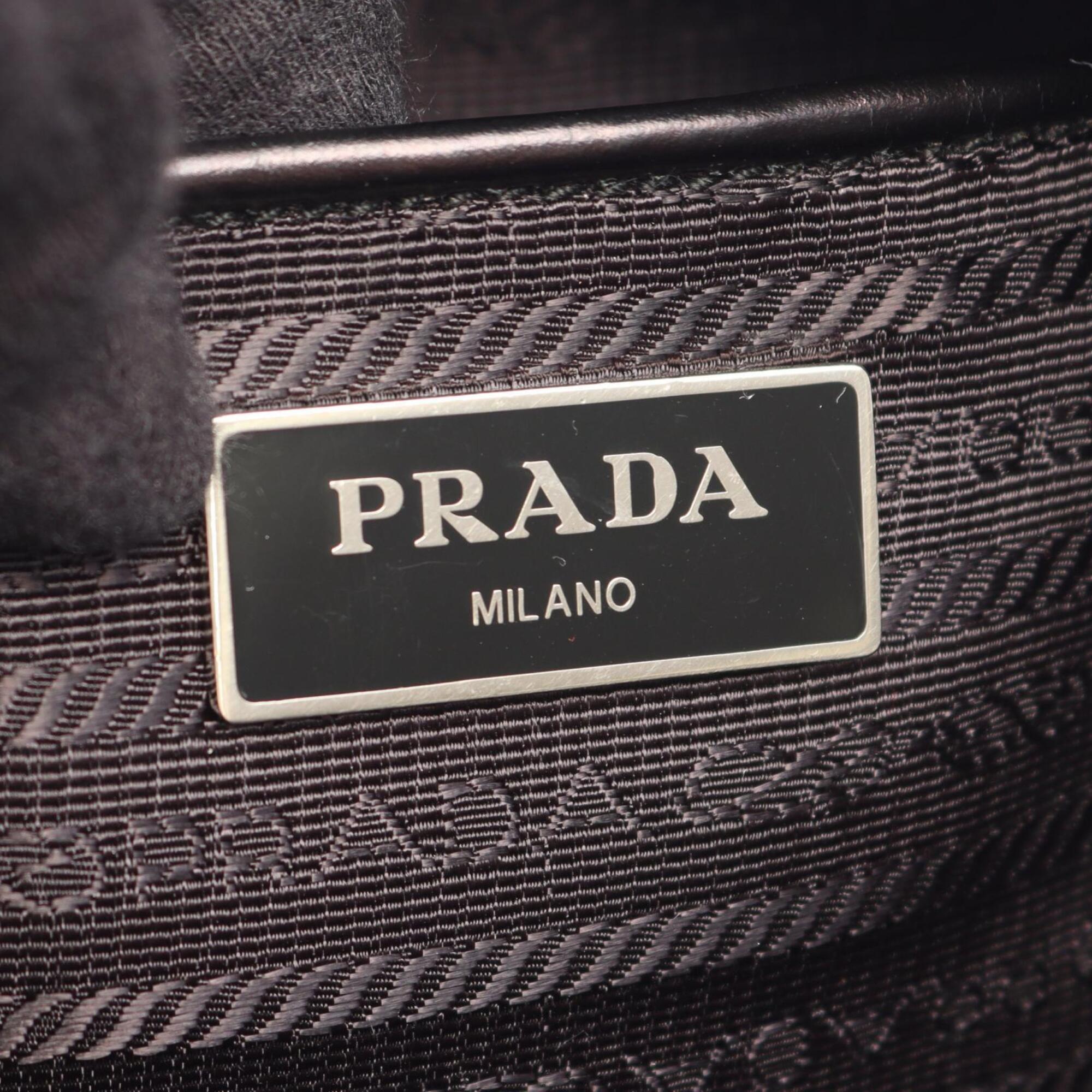 Prada Khaki Multi-Color Nylon Leather Handbag (Pre-Owned)