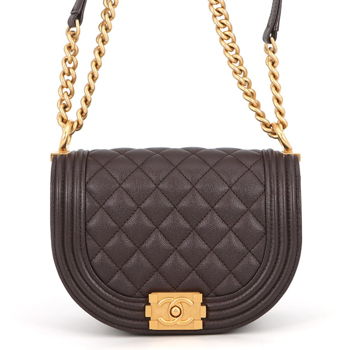 Chanel Brown Grained Calfskin Shoulder Bag (Pre-Owned)